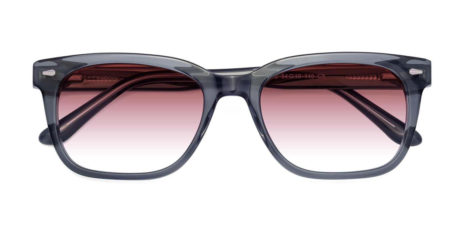 Folded Front of 1052 in Transparent Gray with Garnet Gradient Lenses