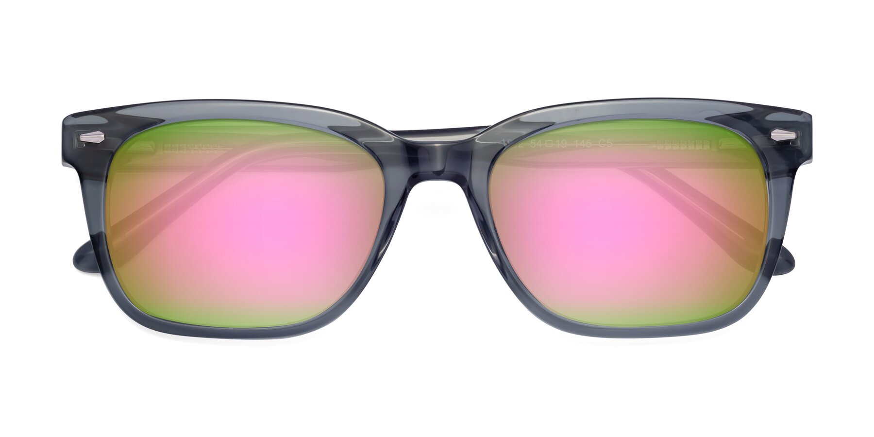Folded Front of 1052 in Transparent Gray with Pink Mirrored Lenses