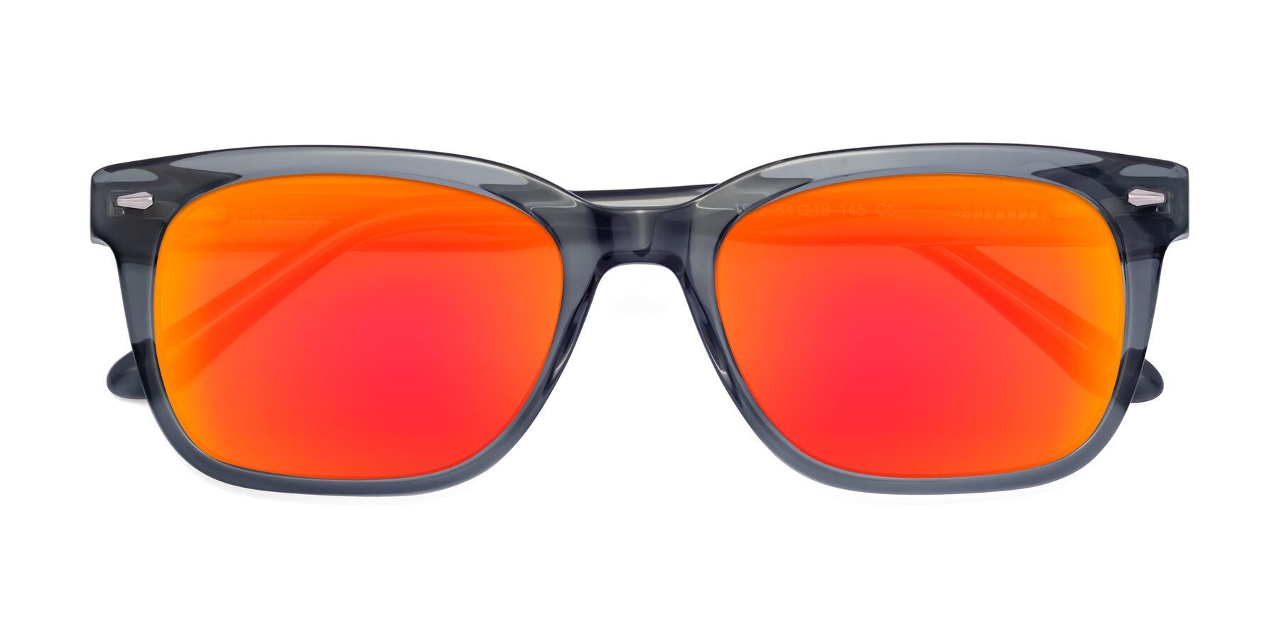 Folded Front of 1052 in Transparent Gray with Red Gold Mirrored Lenses