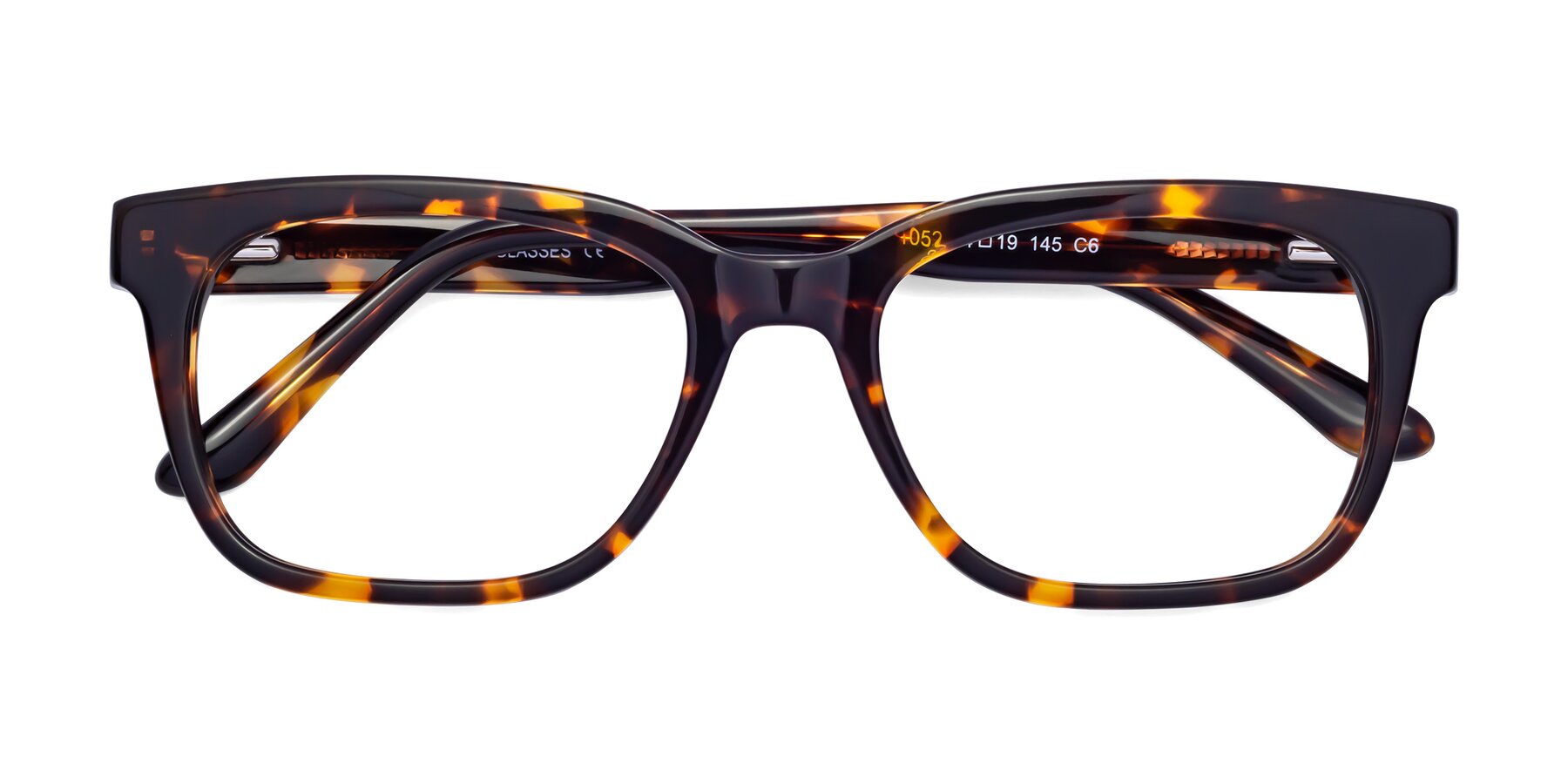 Folded Front of 1052 in Tortoise with Clear Eyeglass Lenses