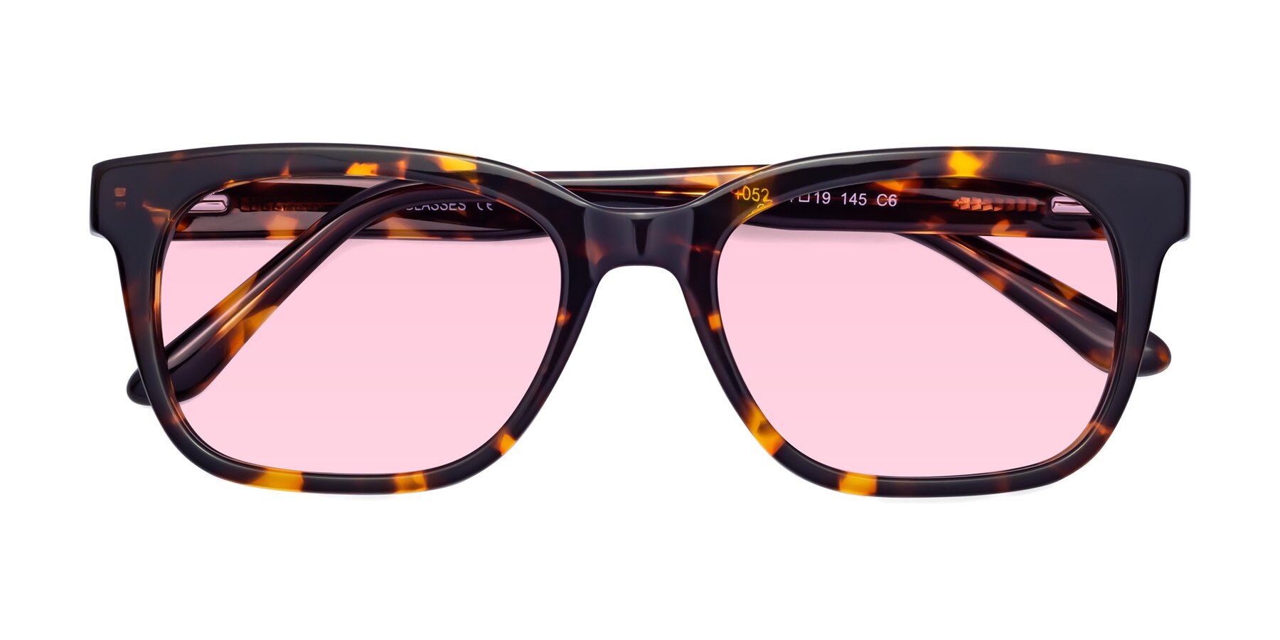 Folded Front of 1052 in Tortoise with Light Pink Tinted Lenses