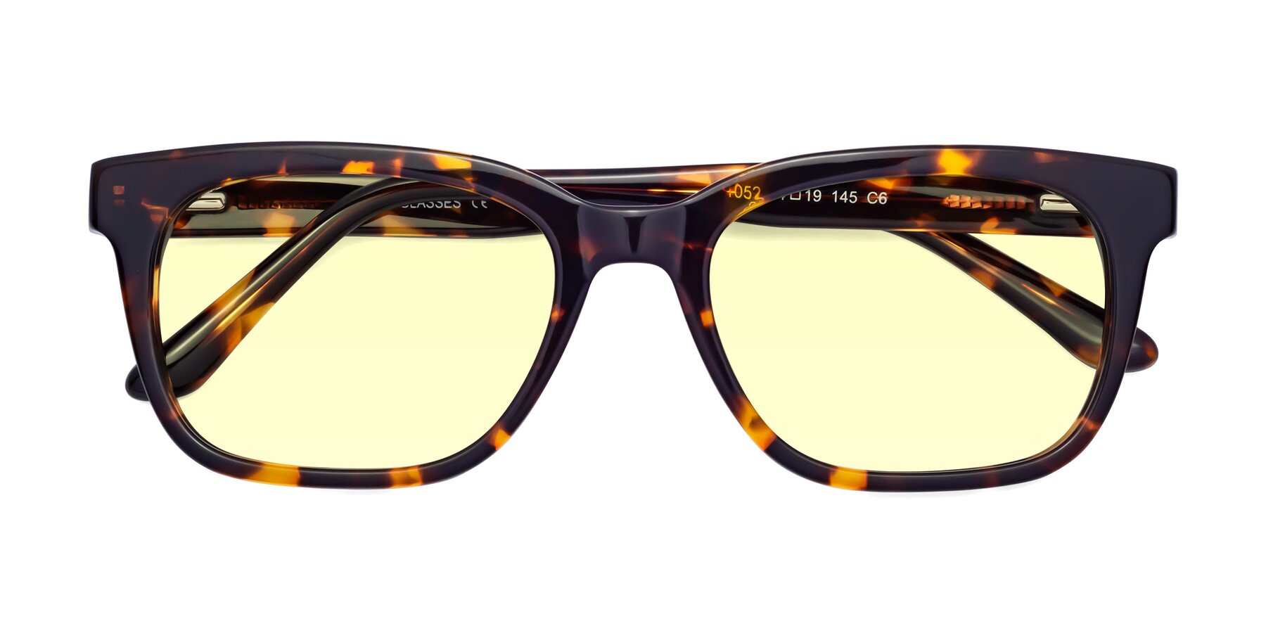 Folded Front of 1052 in Tortoise with Light Yellow Tinted Lenses