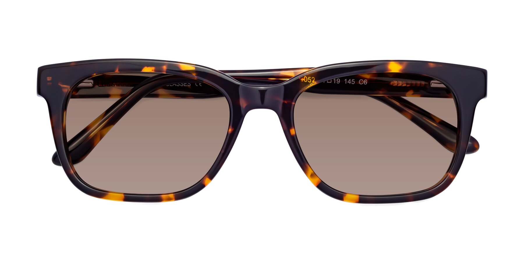 Folded Front of 1052 in Tortoise with Medium Brown Tinted Lenses