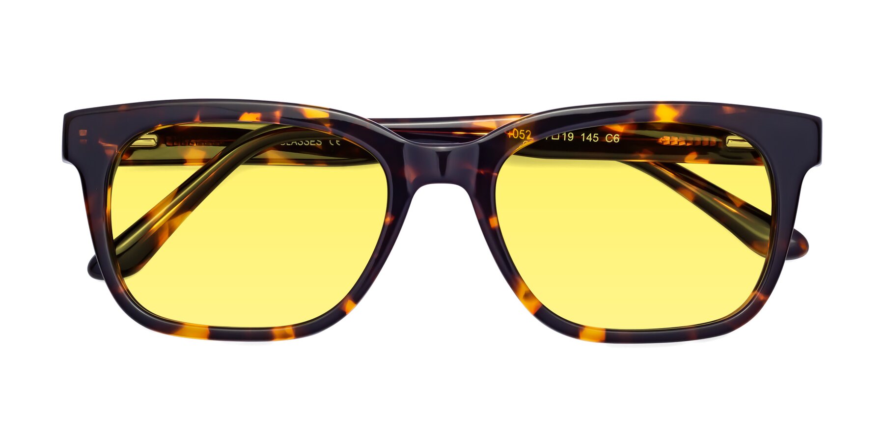 Folded Front of 1052 in Tortoise with Medium Yellow Tinted Lenses