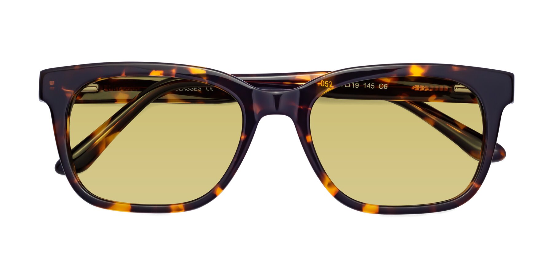 Folded Front of 1052 in Tortoise with Medium Champagne Tinted Lenses
