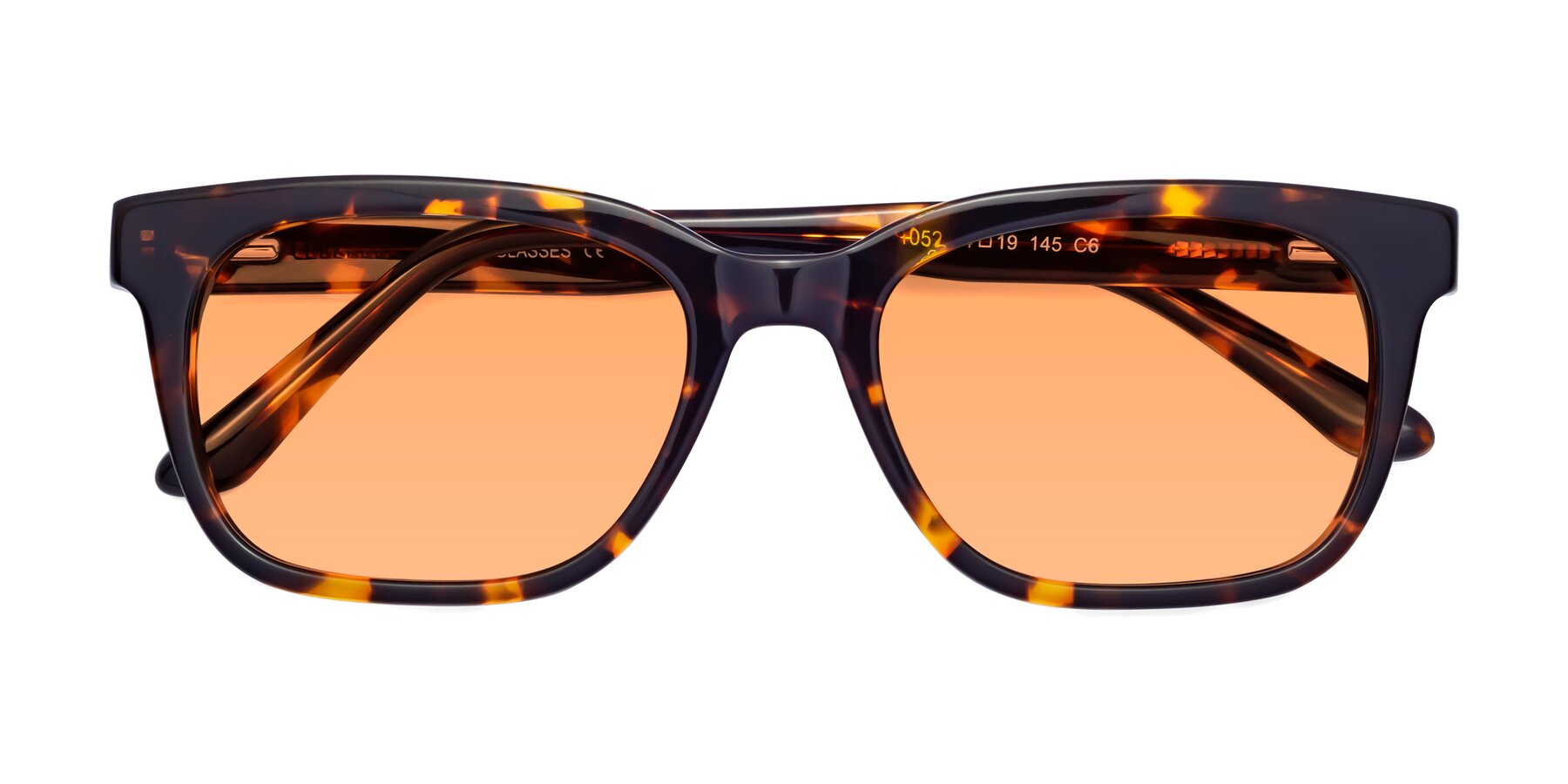 Folded Front of 1052 in Tortoise with Medium Orange Tinted Lenses