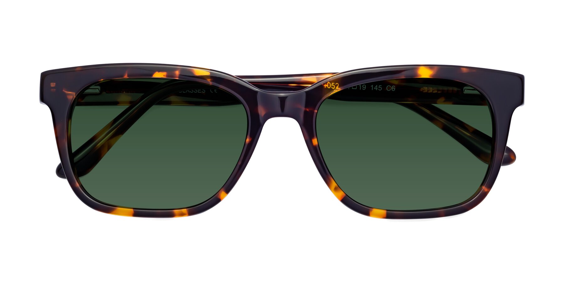 Folded Front of 1052 in Tortoise with Green Tinted Lenses