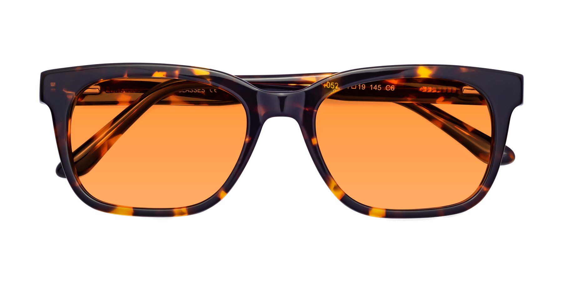 Folded Front of 1052 in Tortoise with Orange Tinted Lenses