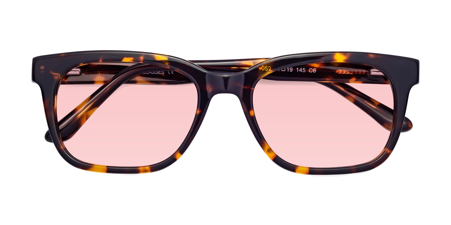 Folded Front of 1052 in Tortoise with Light Garnet Tinted Lenses