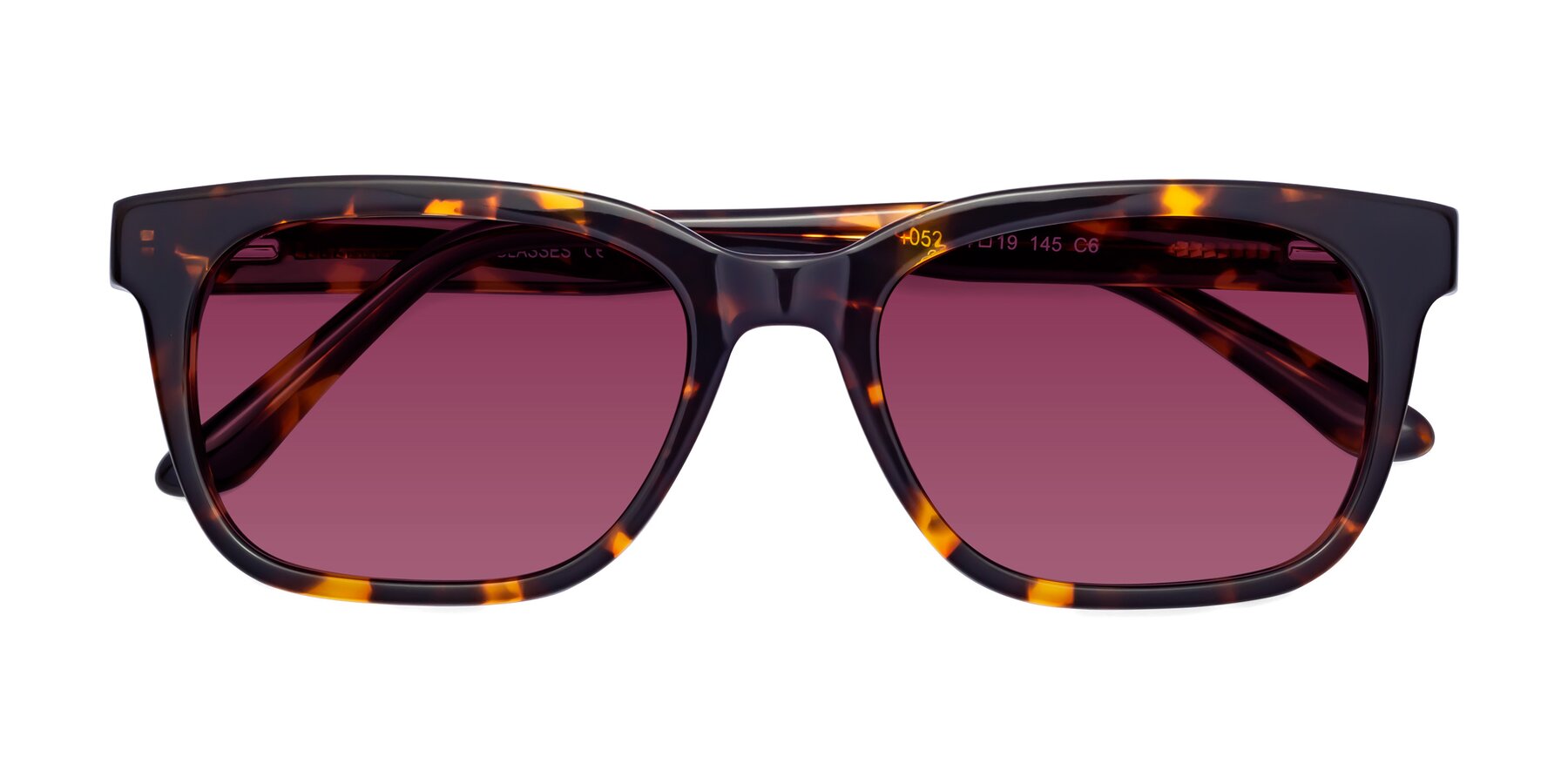 Folded Front of 1052 in Tortoise with Wine Tinted Lenses