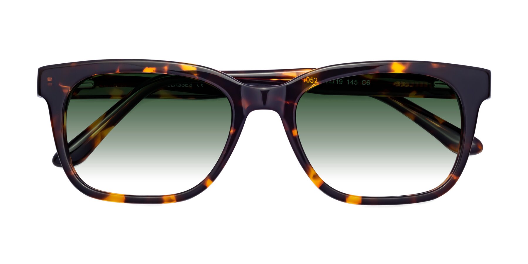 Folded Front of 1052 in Tortoise with Green Gradient Lenses