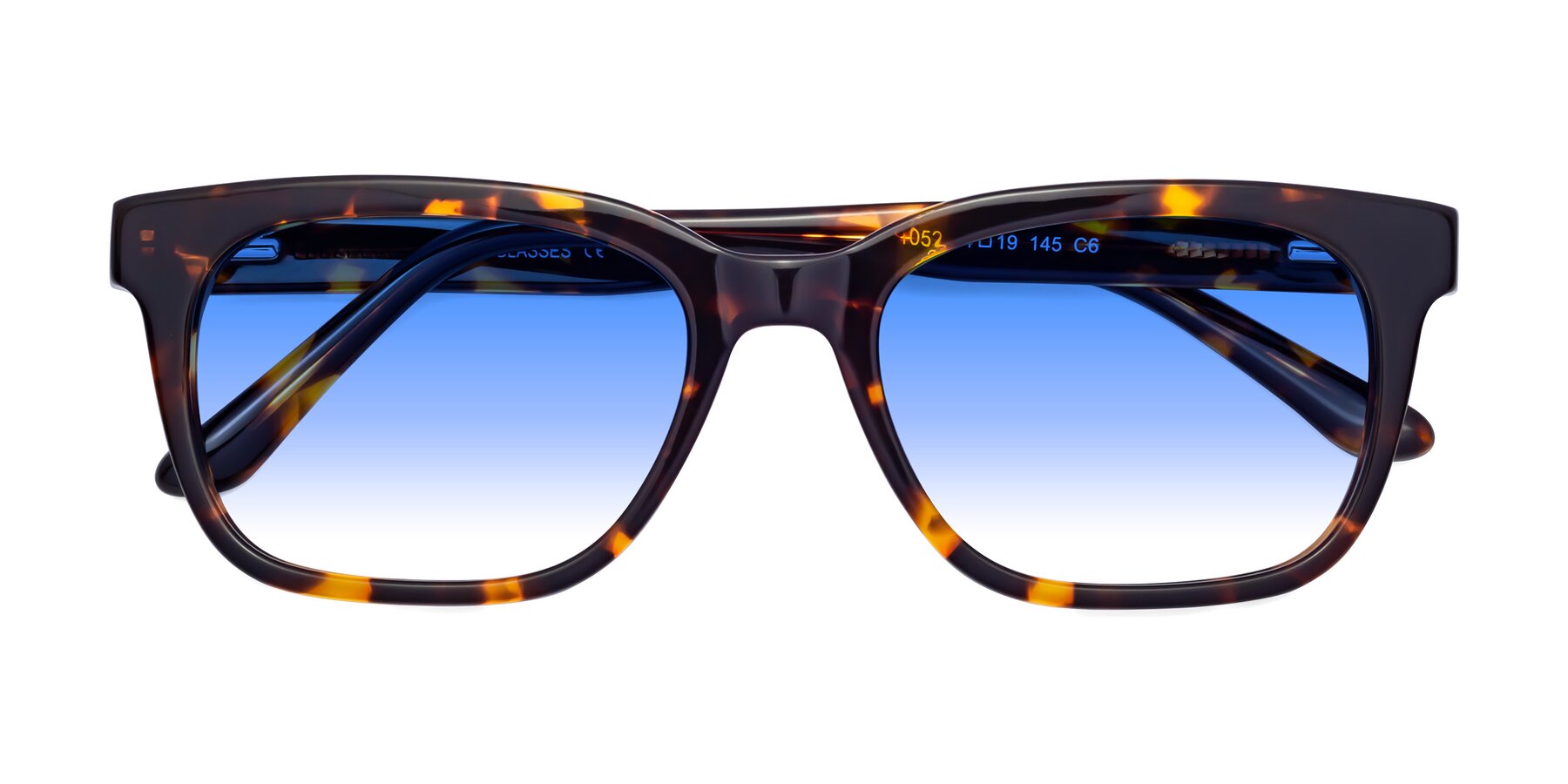 Folded Front of 1052 in Tortoise with Blue Gradient Lenses