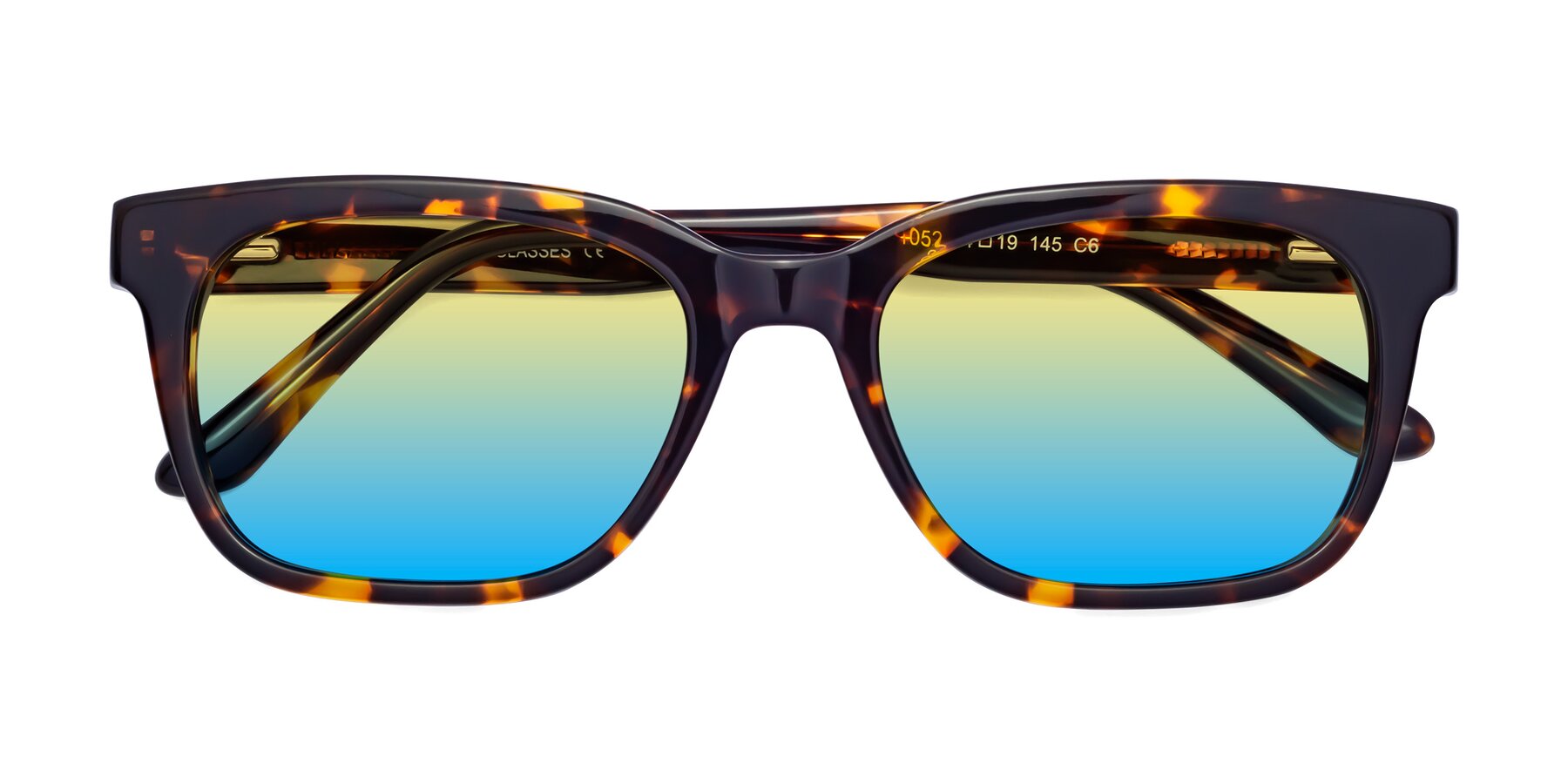 Folded Front of 1052 in Tortoise with Yellow / Blue Gradient Lenses