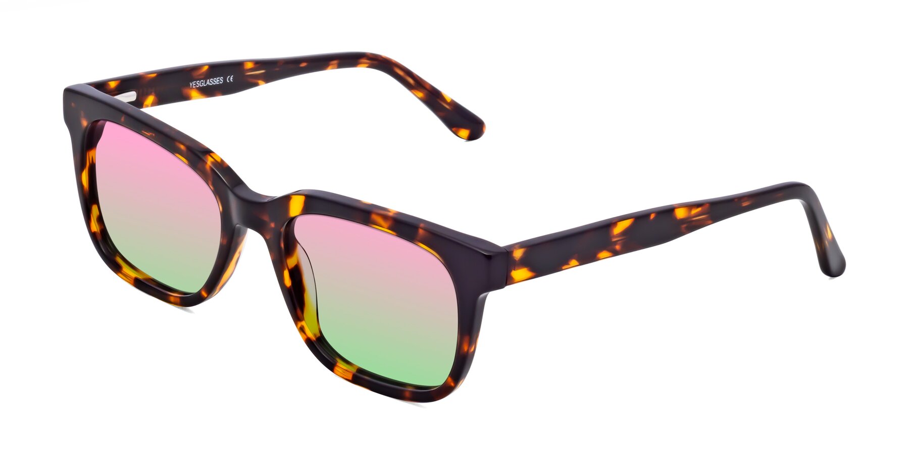 Angle of 1052 in Tortoise with Pink / Green Gradient Lenses