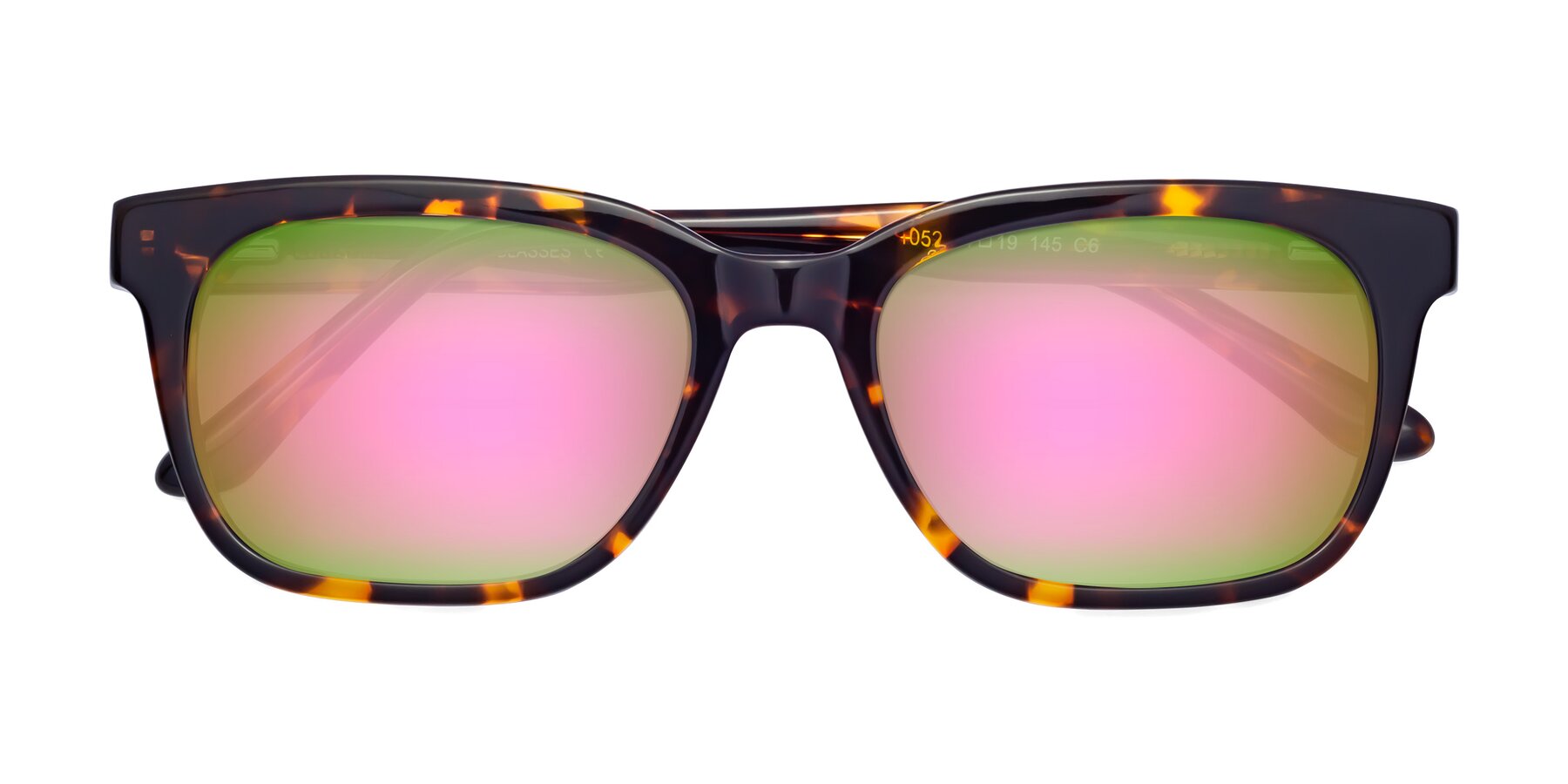 Folded Front of 1052 in Tortoise with Pink Mirrored Lenses