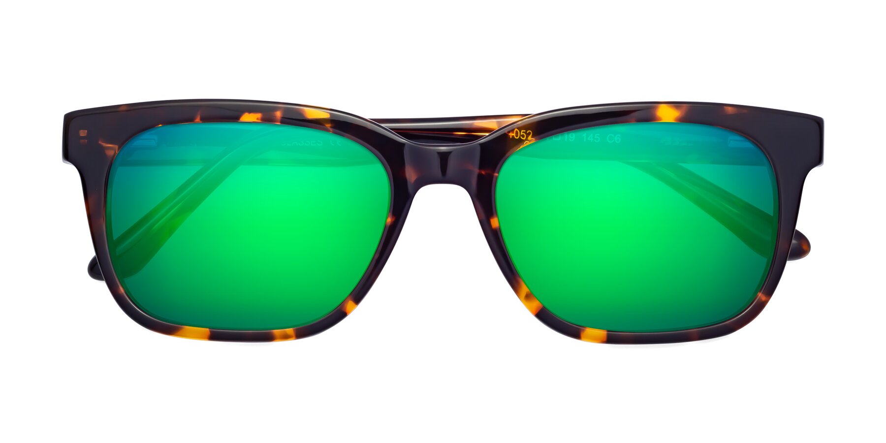 Folded Front of 1052 in Tortoise with Green Mirrored Lenses