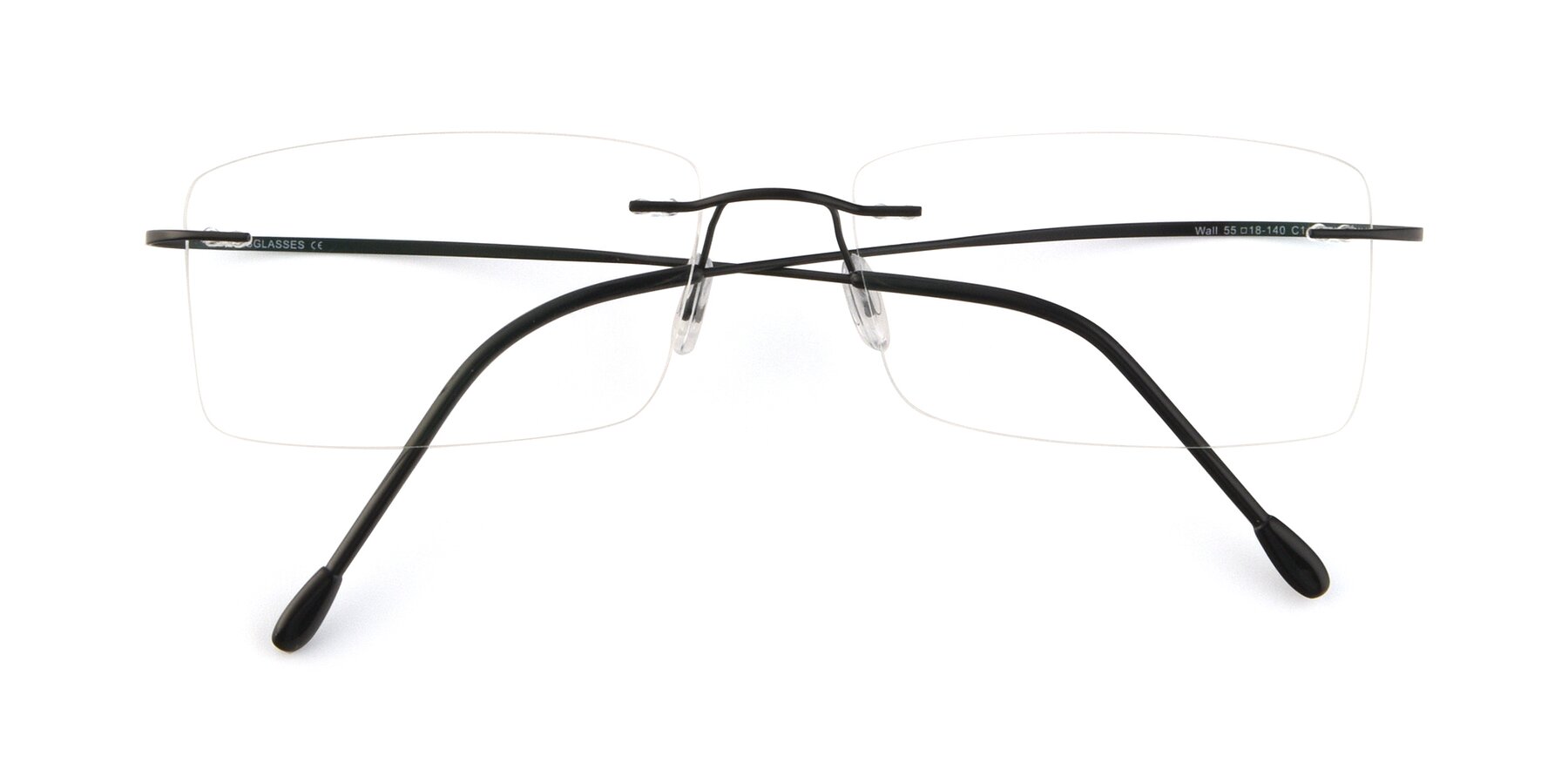 Folded Front of Wall in Black with Clear Reading Eyeglass Lenses