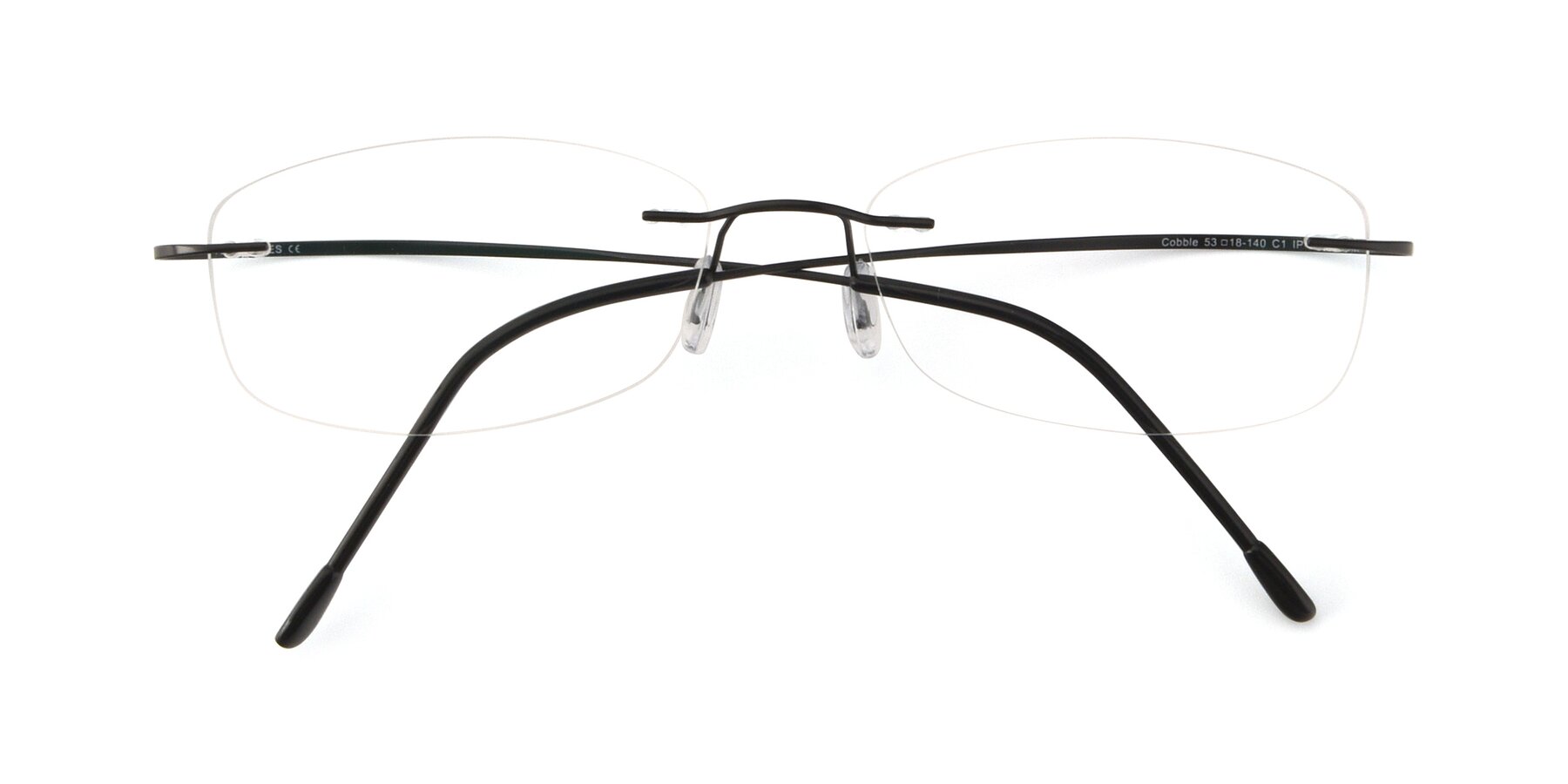 Folded Front of Cobble in Black with Clear Reading Eyeglass Lenses
