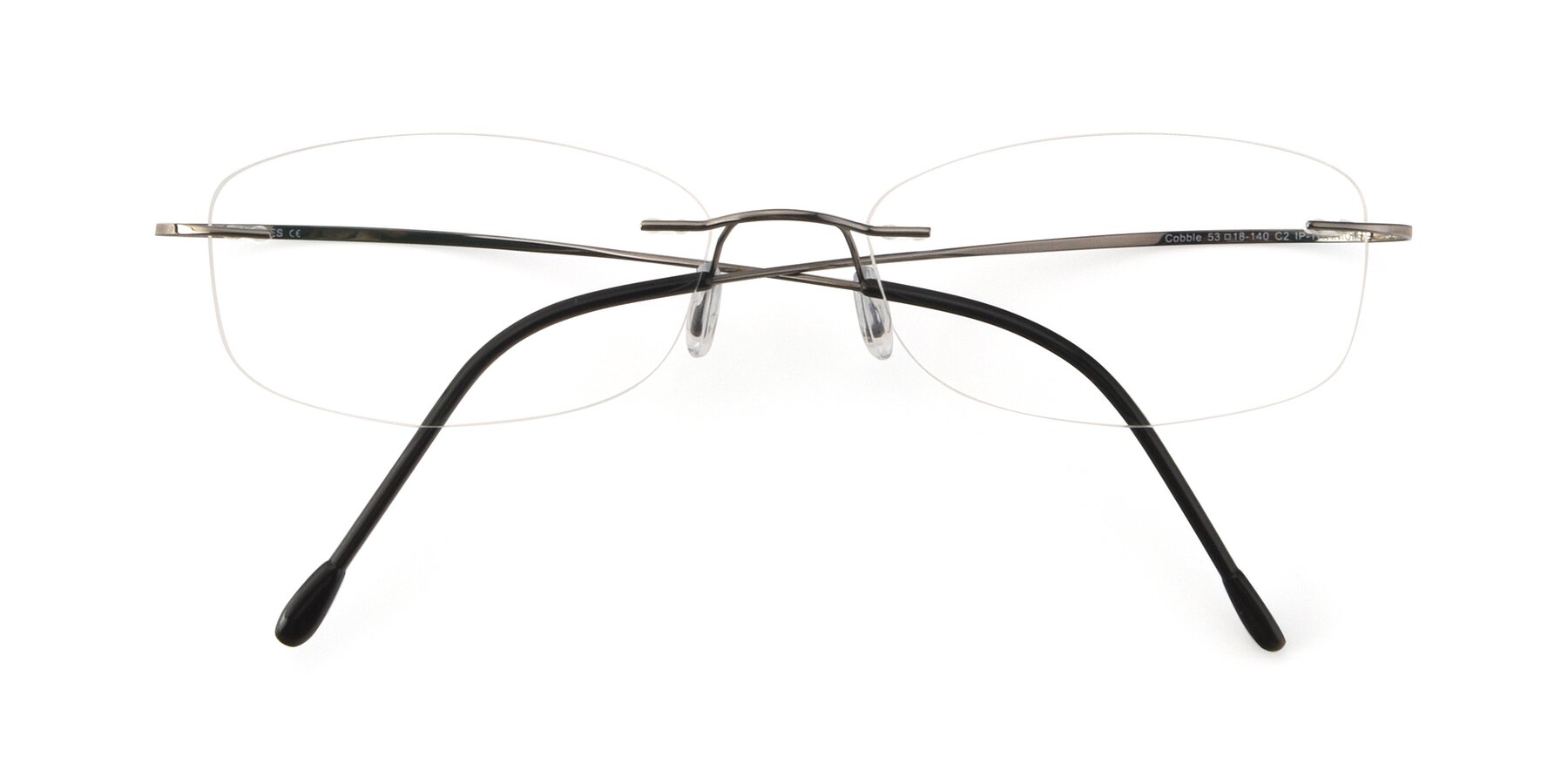 Folded Front of Cobble in Gunmetal with Clear Blue Light Blocking Lenses