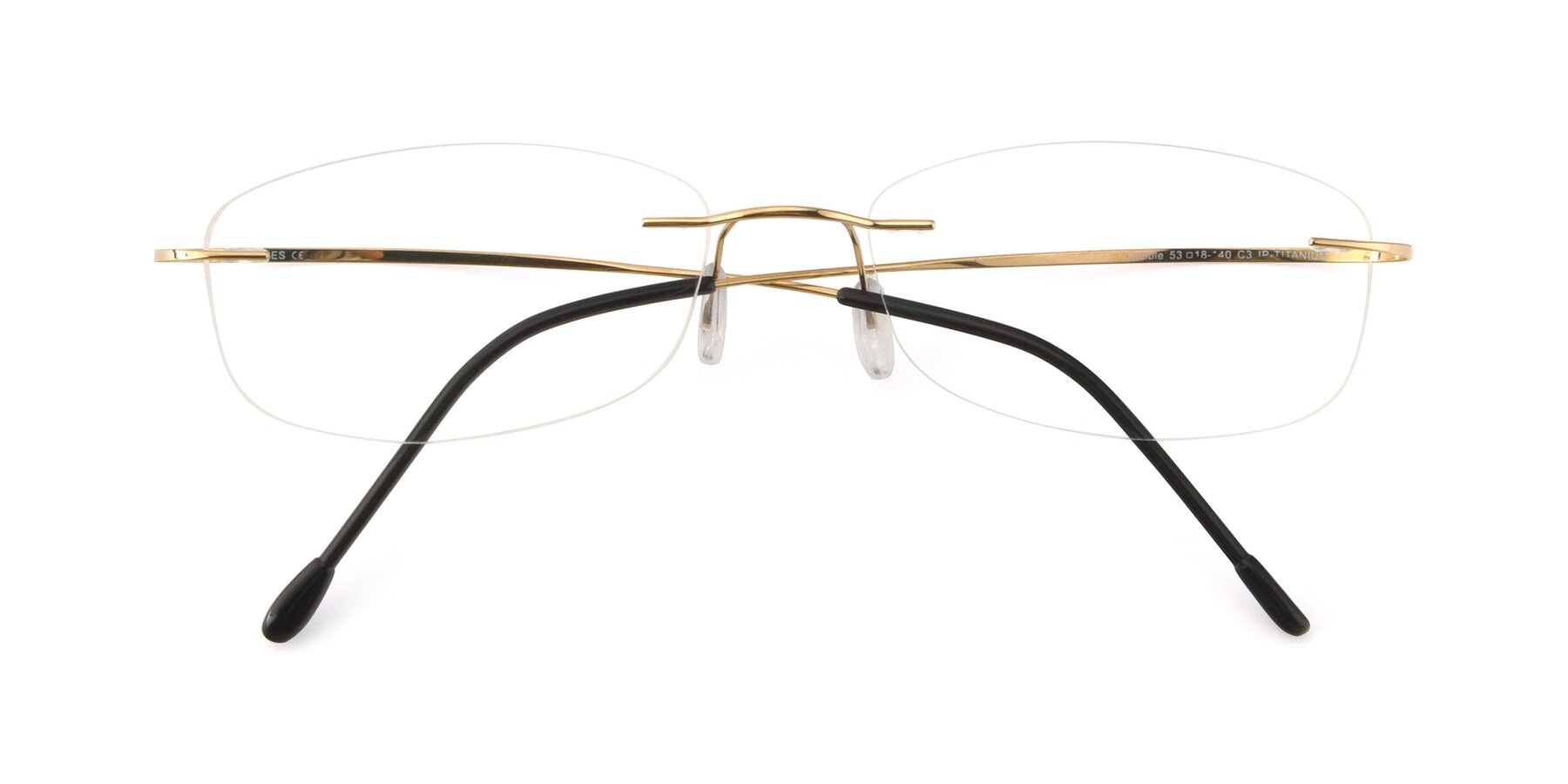 Folded Front of Cobble in Gold with Clear Reading Eyeglass Lenses