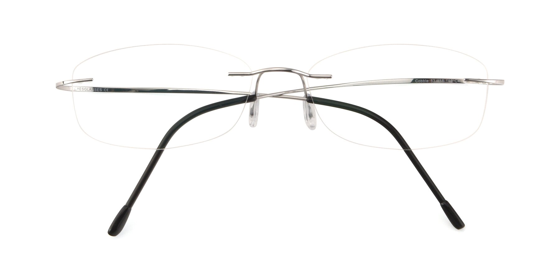 Folded Front of Cobble in Silver with Clear Reading Eyeglass Lenses