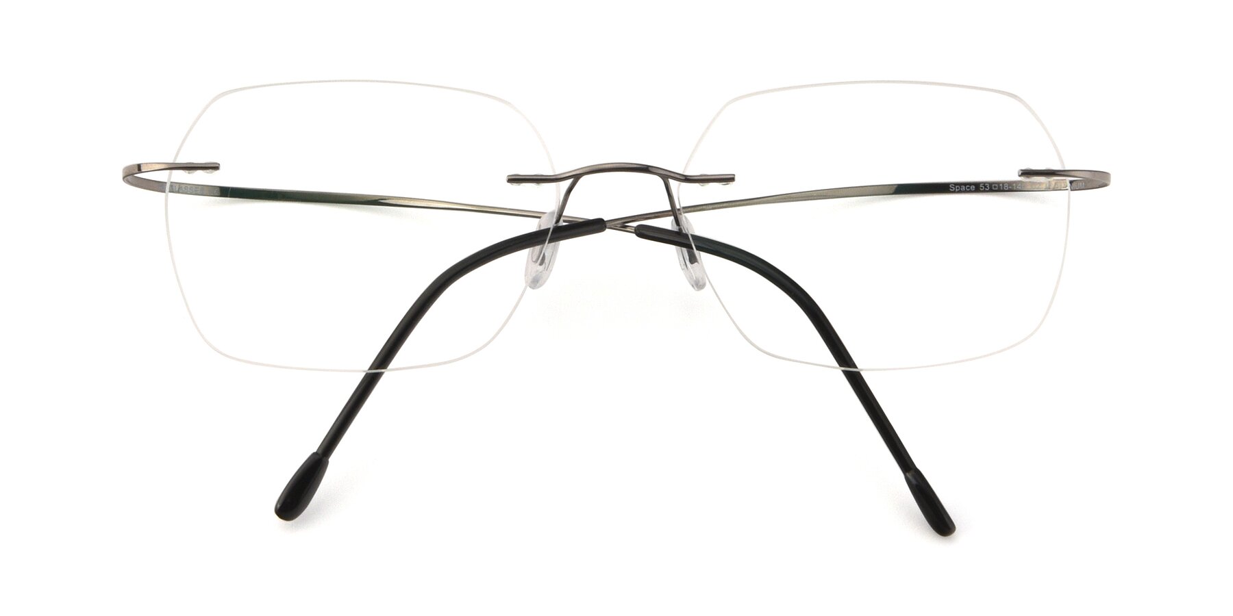 Folded Front of Space in Gunmetal with Clear Reading Eyeglass Lenses