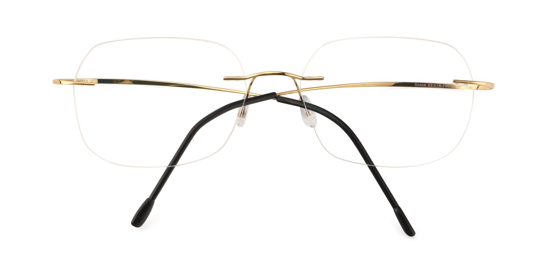 Folded Front of Space in Gold with Clear Reading Eyeglass Lenses