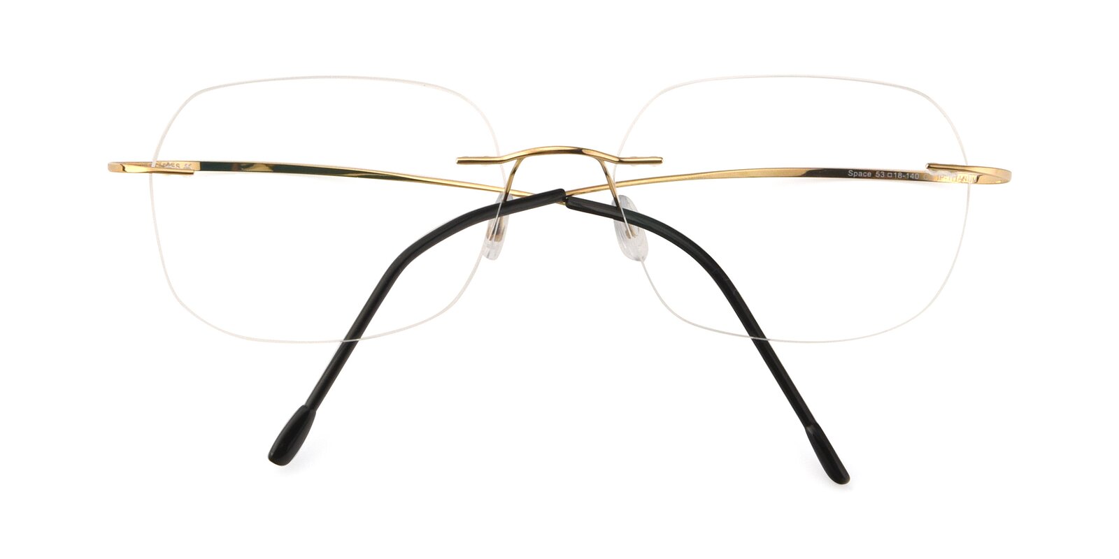 Gold Flexible Geometric Rimless Blue Light Glasses - Space