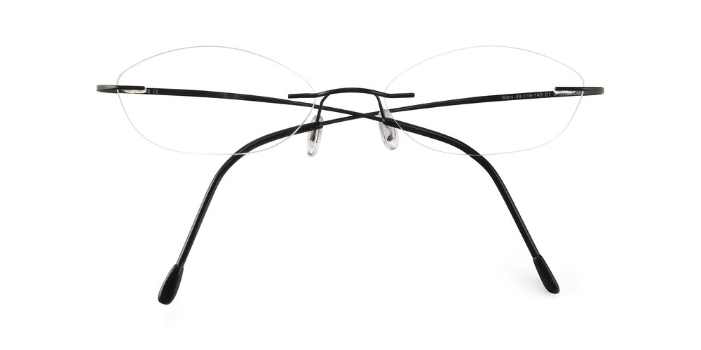 Black Flexible Oval Rimless Eyeglasses Marv