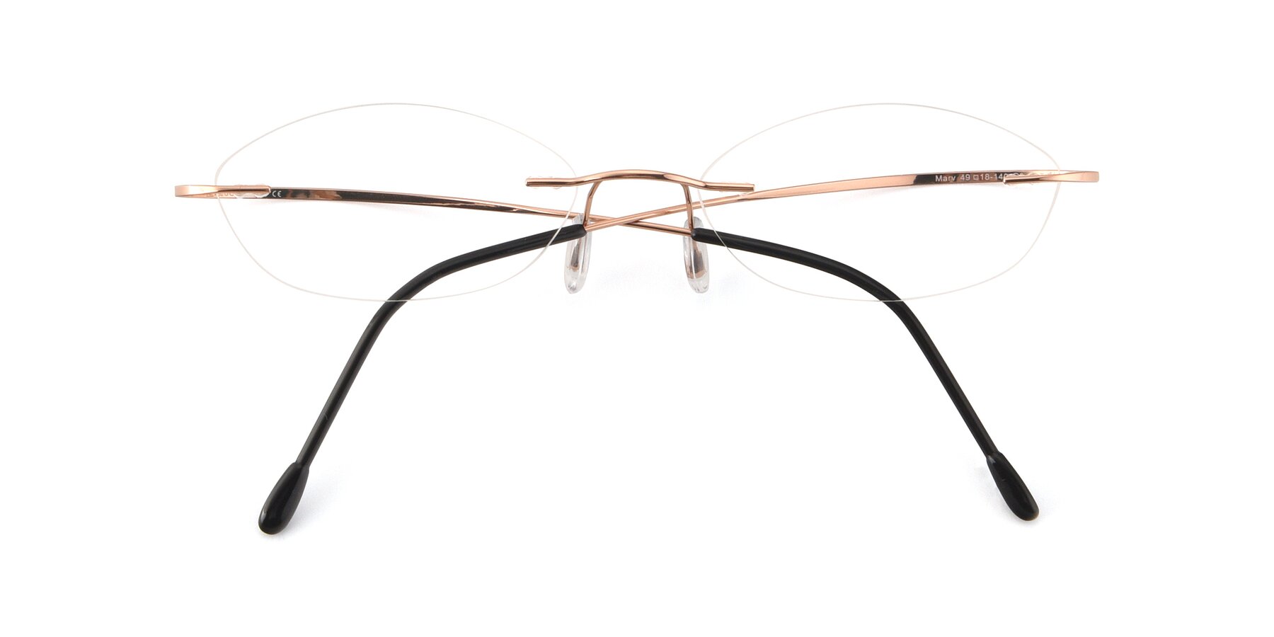 Folded Front of Marv in Rose Gold with Clear Eyeglass Lenses