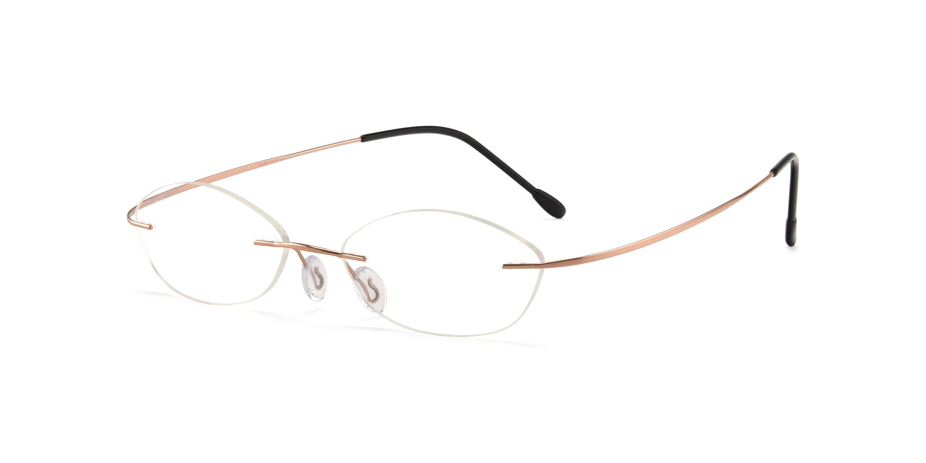 Angle of Marv in Rose Gold with Clear Reading Eyeglass Lenses
