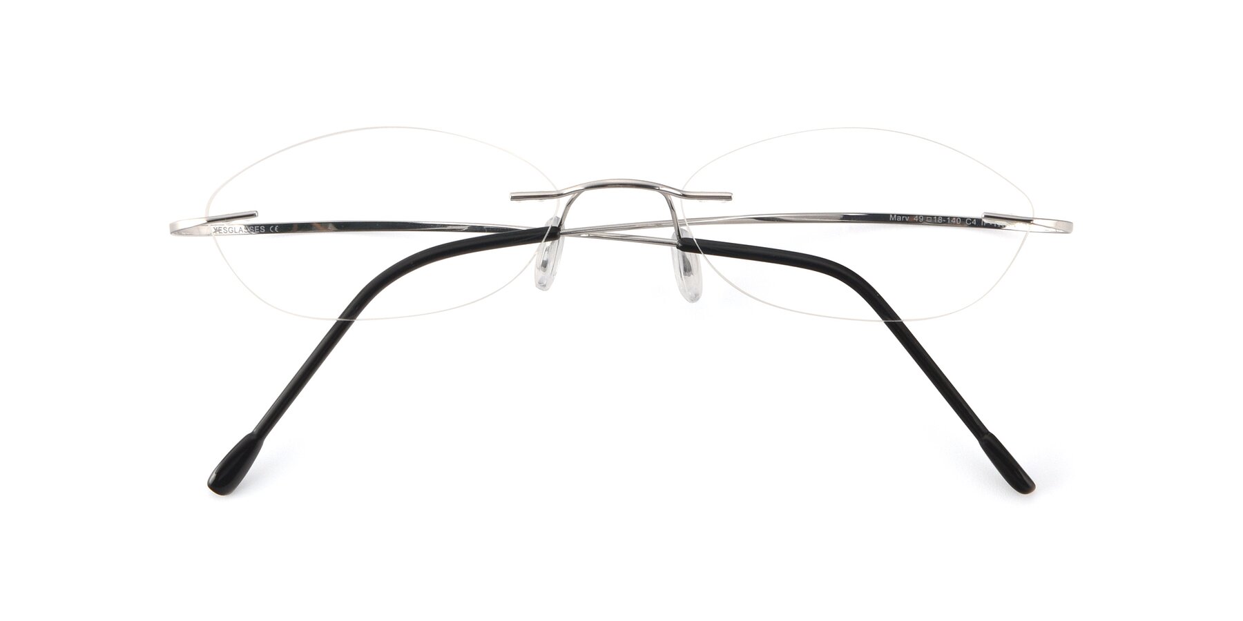 Folded Front of Marv in Silver with Clear Eyeglass Lenses