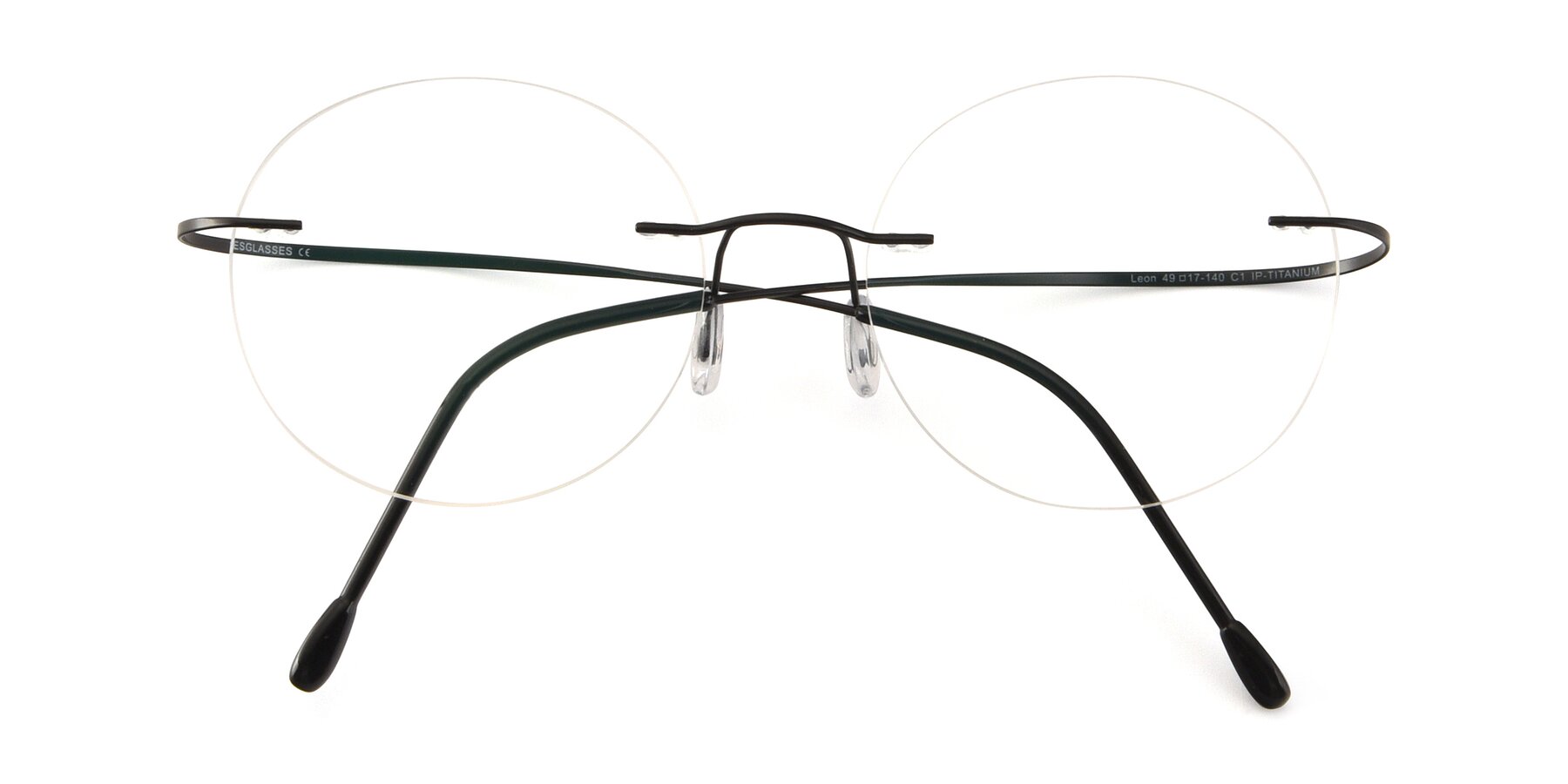 Folded Front of Leon in Black with Clear Reading Eyeglass Lenses