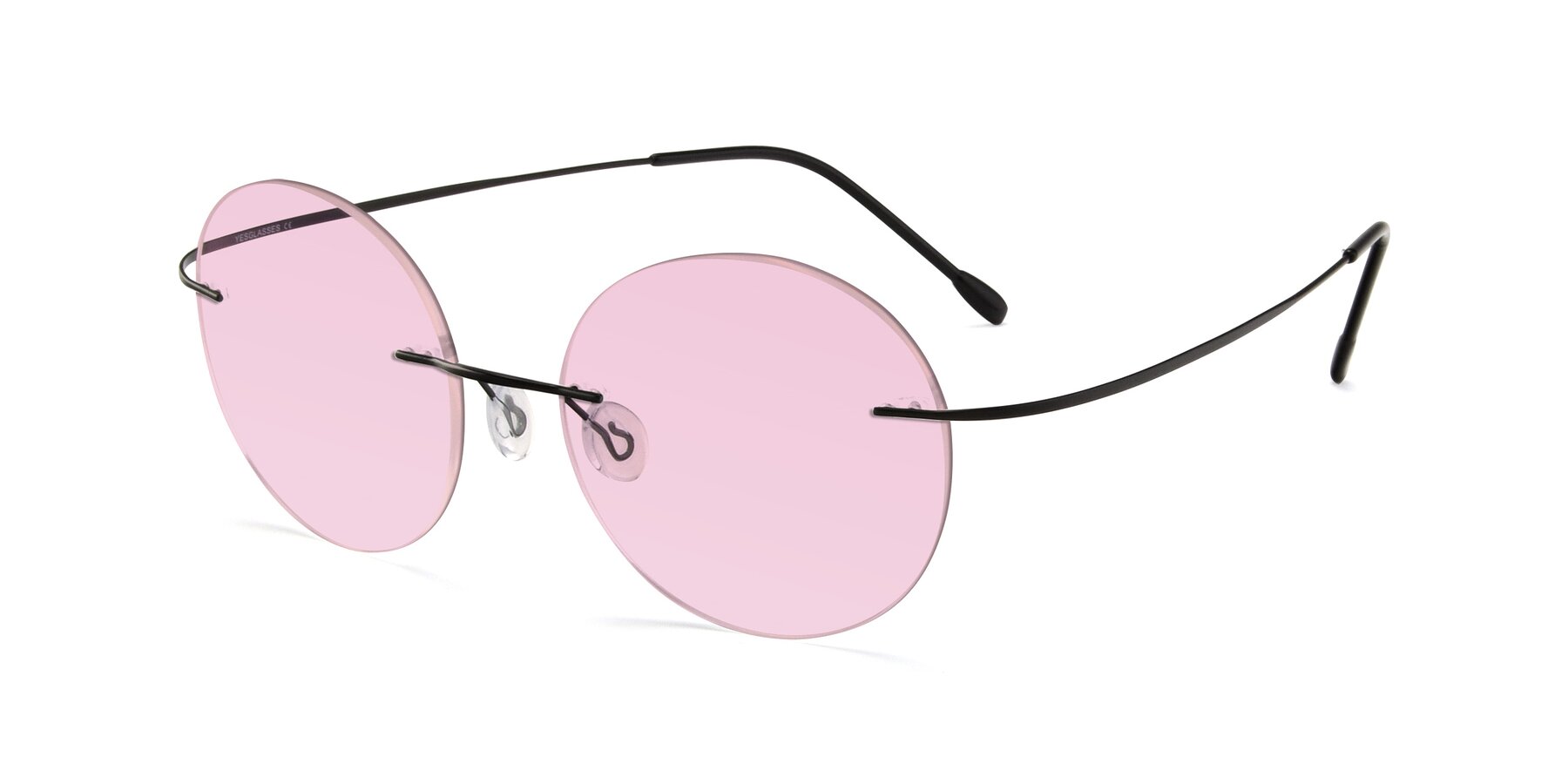 Angle of Leon in Black with Light Pink Tinted Lenses