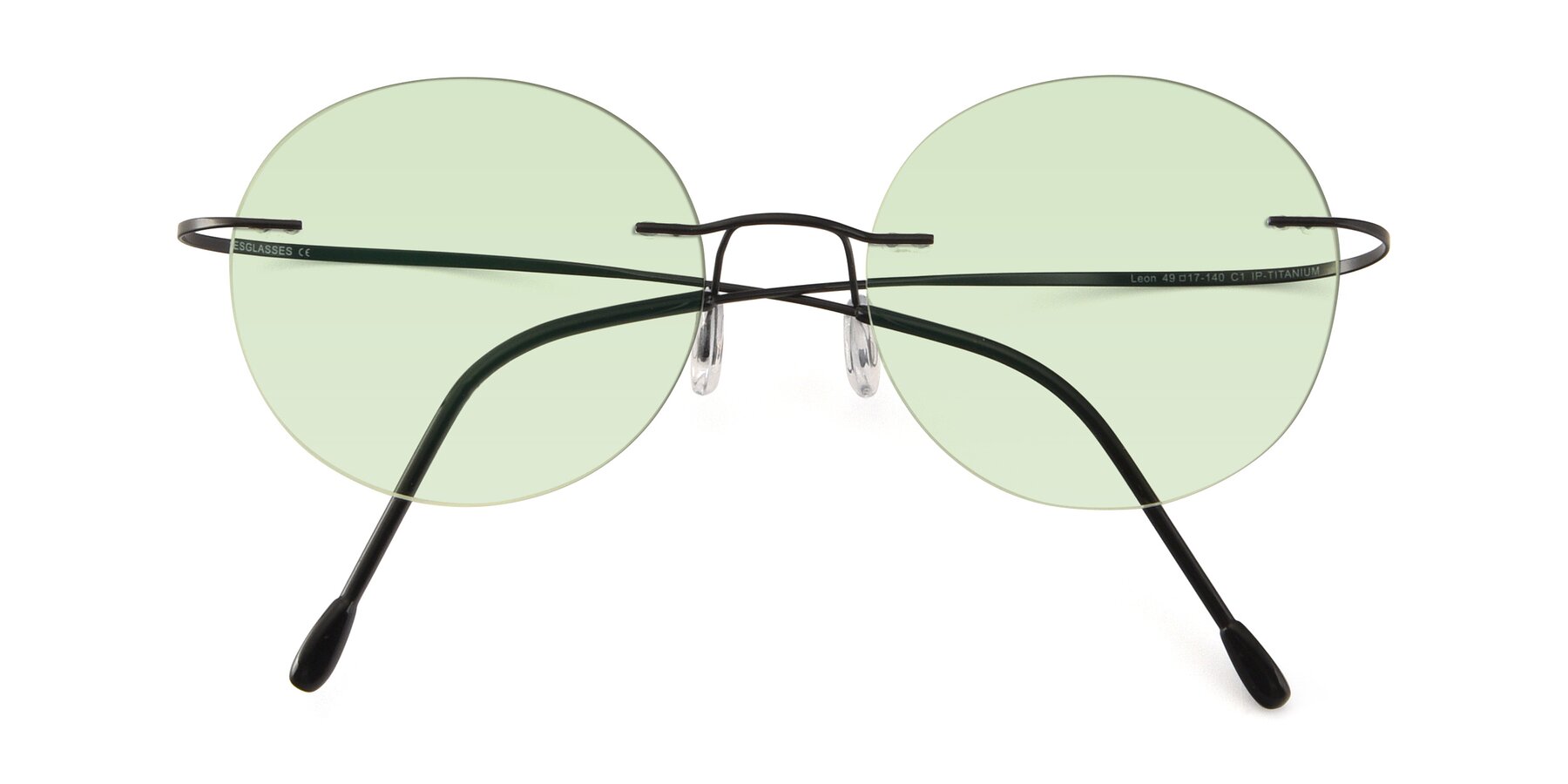 Folded Front of Leon in Black with Light Green Tinted Lenses