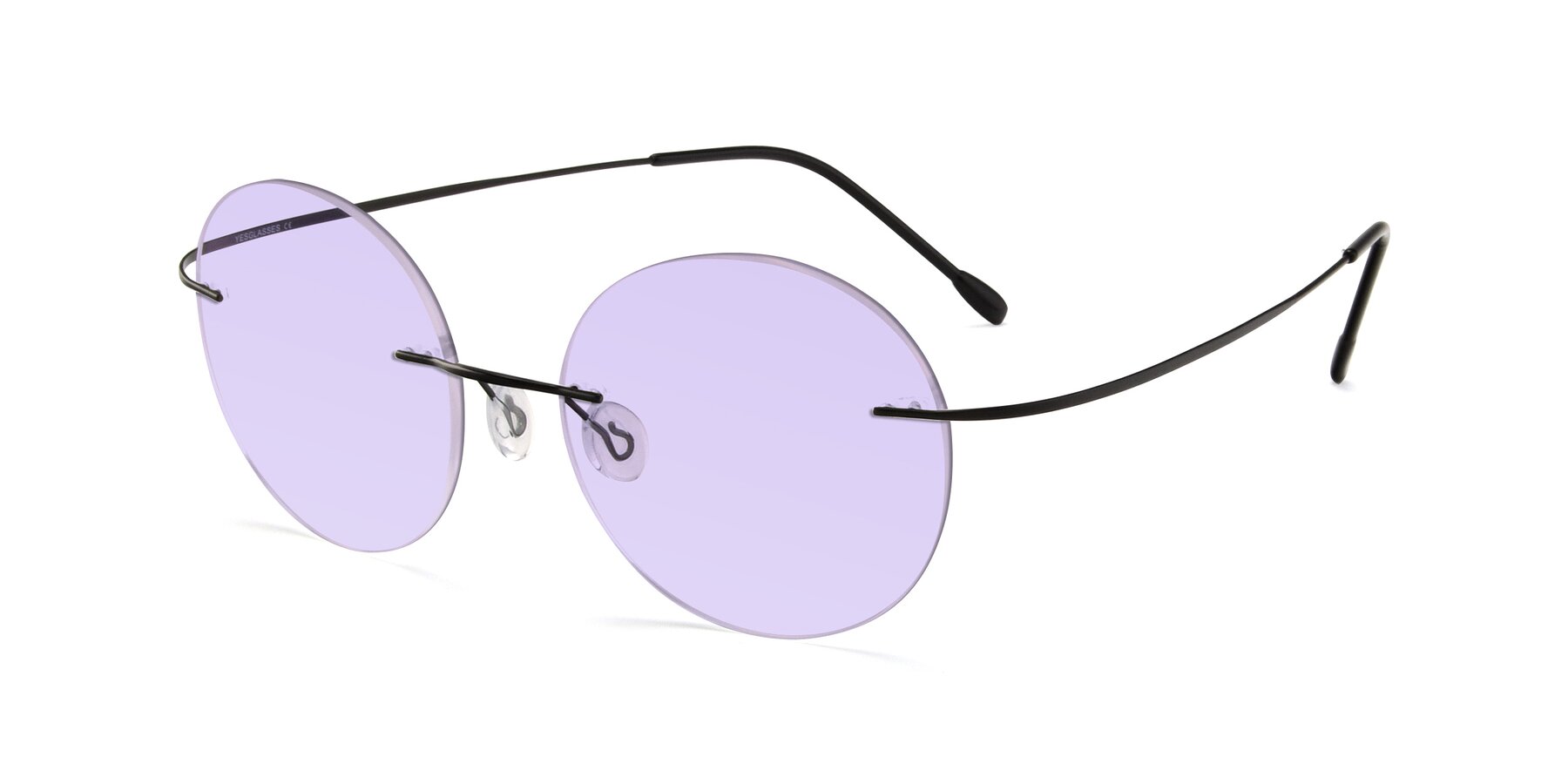Angle of Leon in Black with Light Purple Tinted Lenses