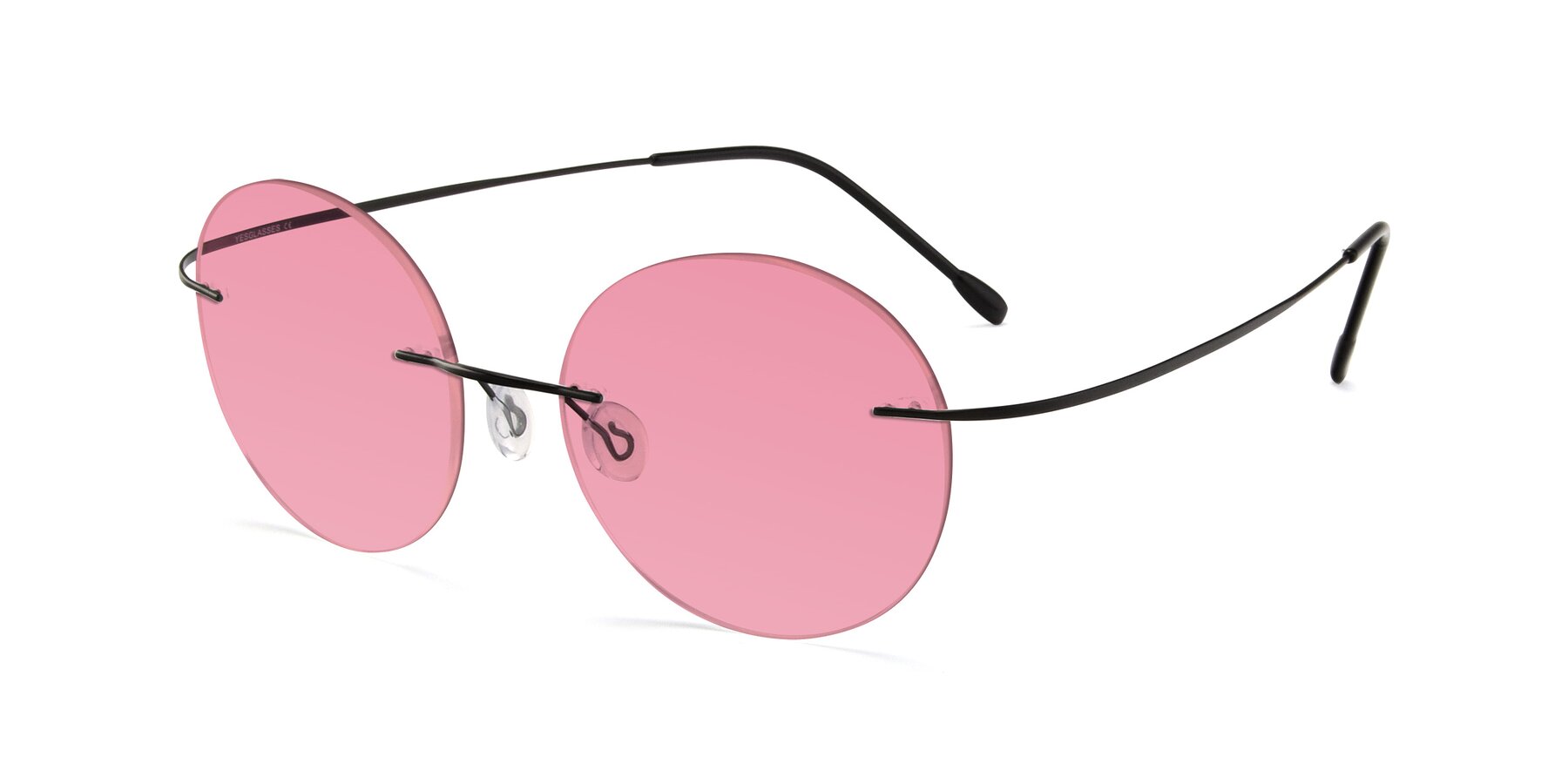 Angle of Leon in Black with Pink Tinted Lenses