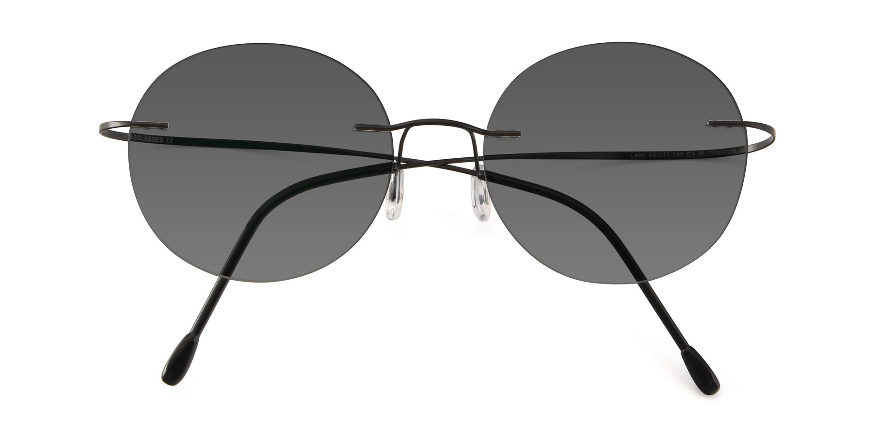 Folded Front of Leon in Black with Medium Gray Tinted Lenses