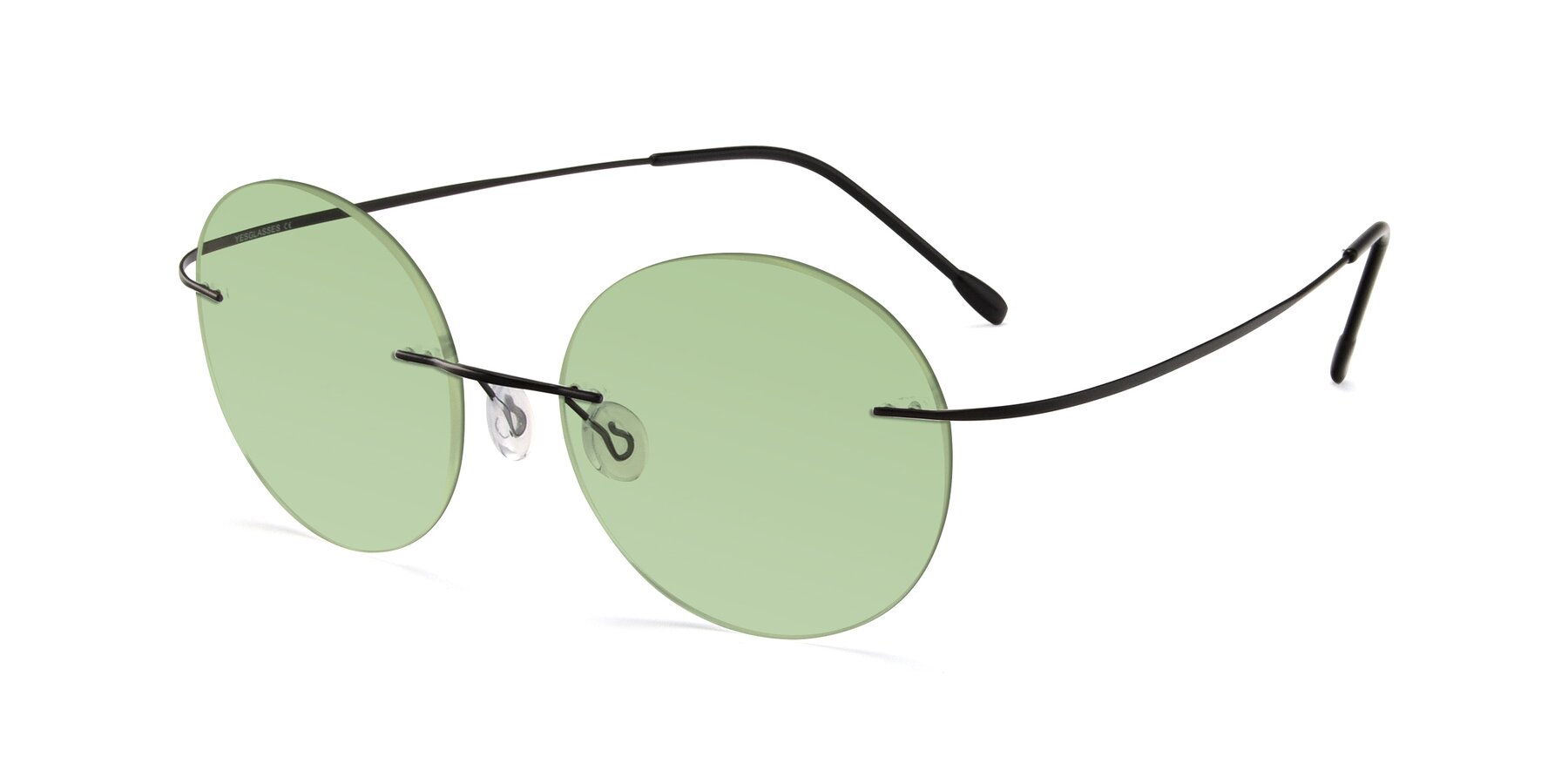 Angle of Leon in Black with Medium Green Tinted Lenses