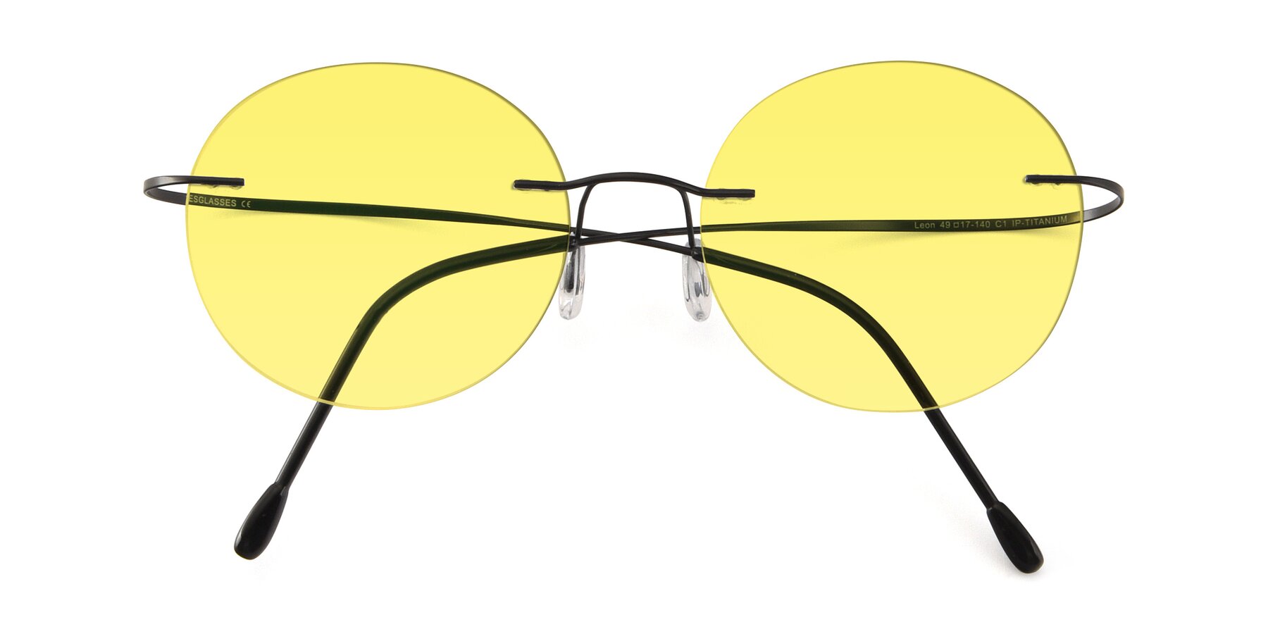 Folded Front of Leon in Black with Medium Yellow Tinted Lenses