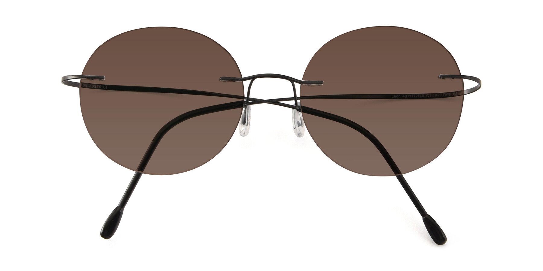 Folded Front of Leon in Black with Brown Tinted Lenses