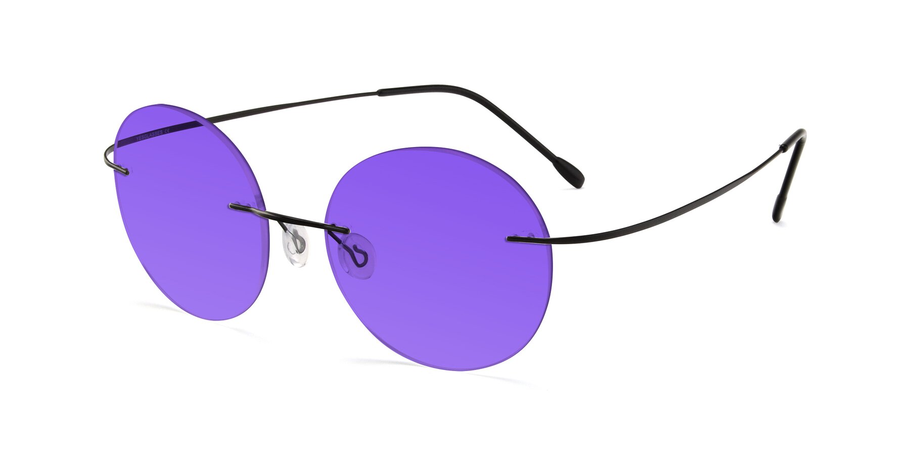 Angle of Leon in Black with Purple Tinted Lenses