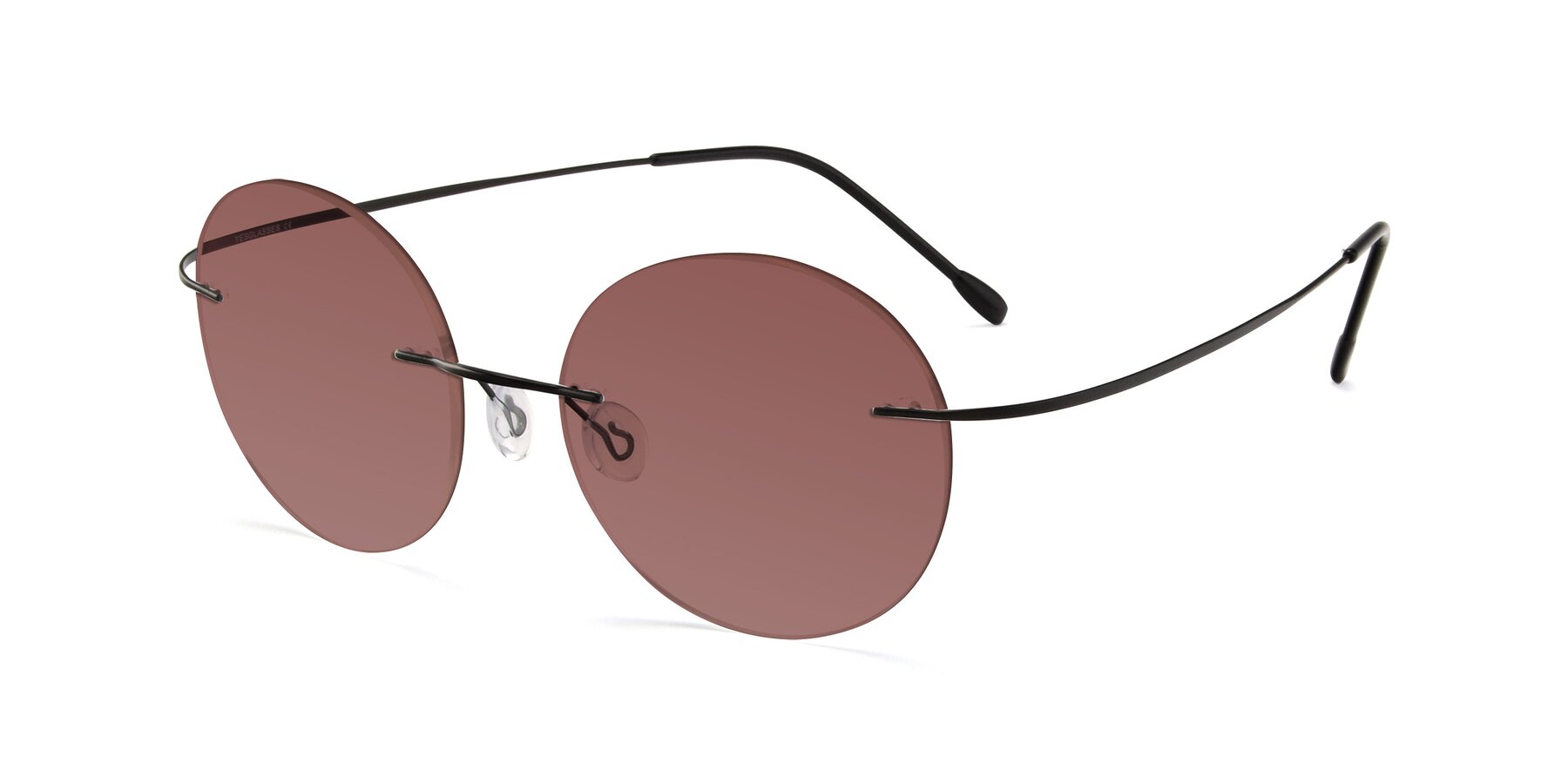 Angle of Leon in Black with Garnet Tinted Lenses