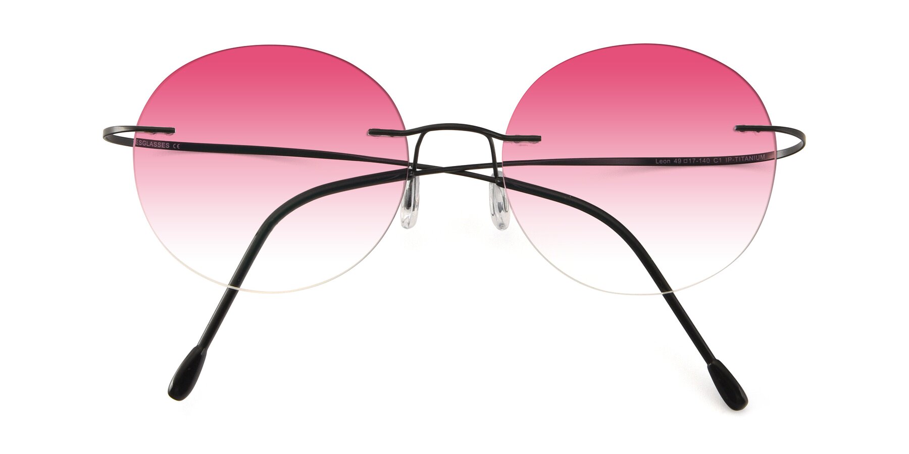 Folded Front of Leon in Black with Pink Gradient Lenses