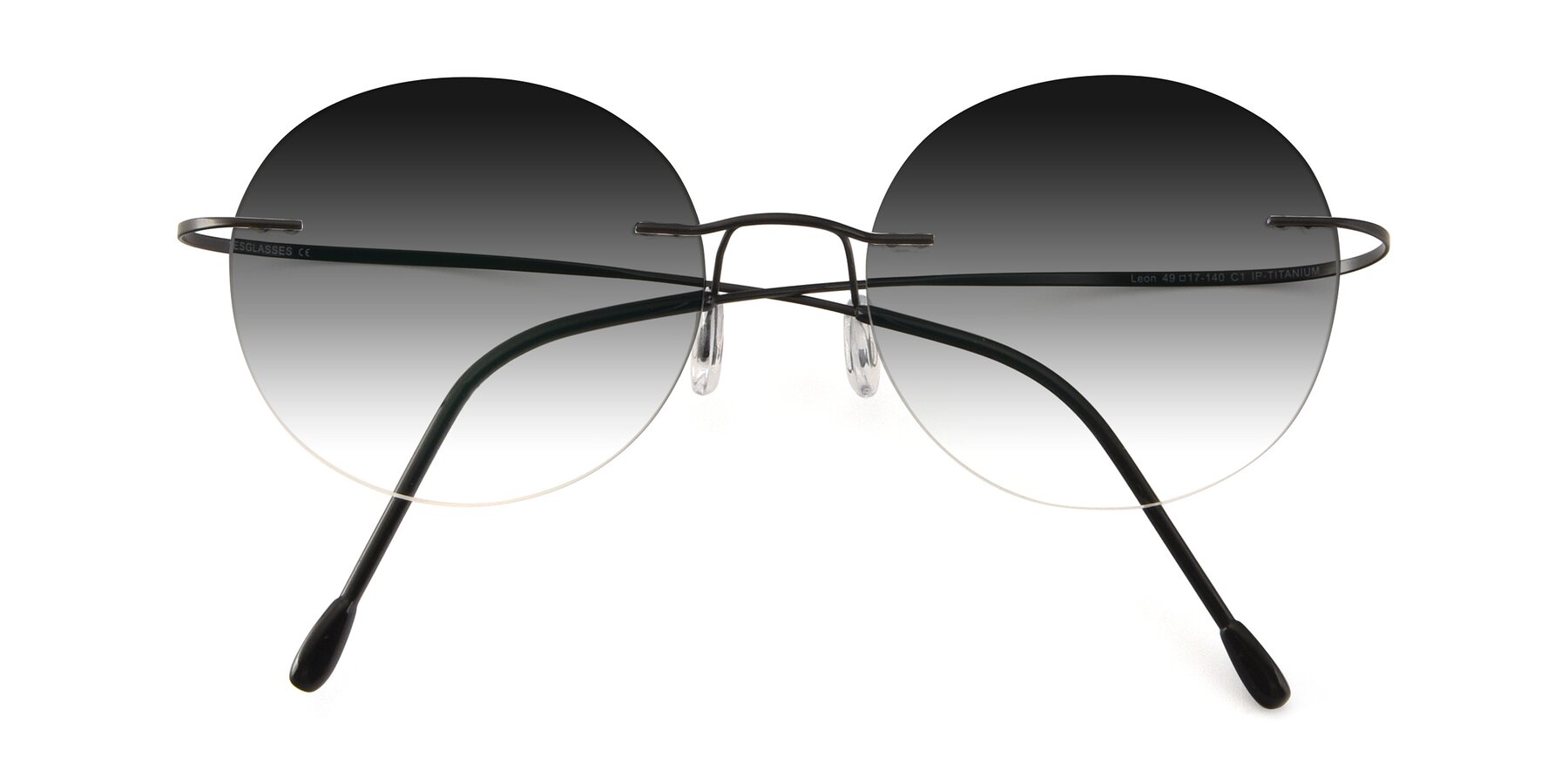 Folded Front of Leon in Black with Gray Gradient Lenses