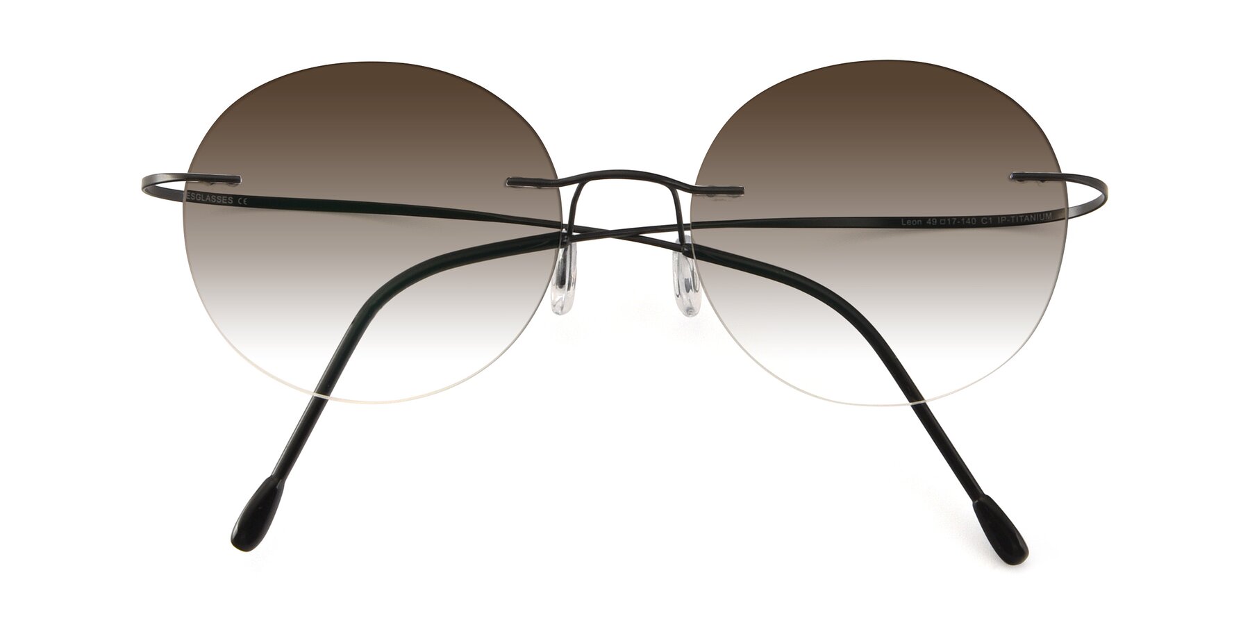 Folded Front of Leon in Black with Brown Gradient Lenses