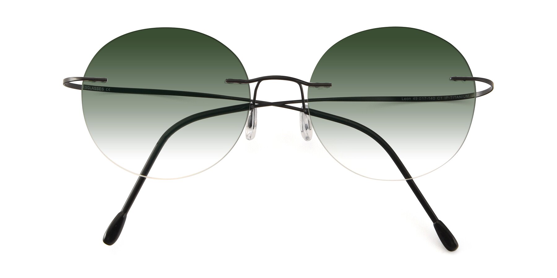 Folded Front of Leon in Black with Green Gradient Lenses