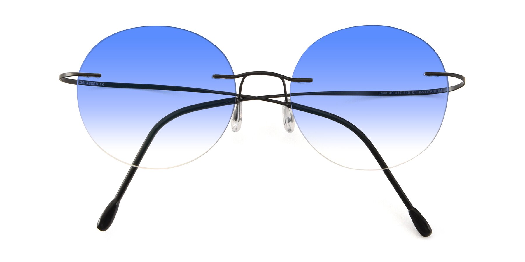 Folded Front of Leon in Black with Blue Gradient Lenses