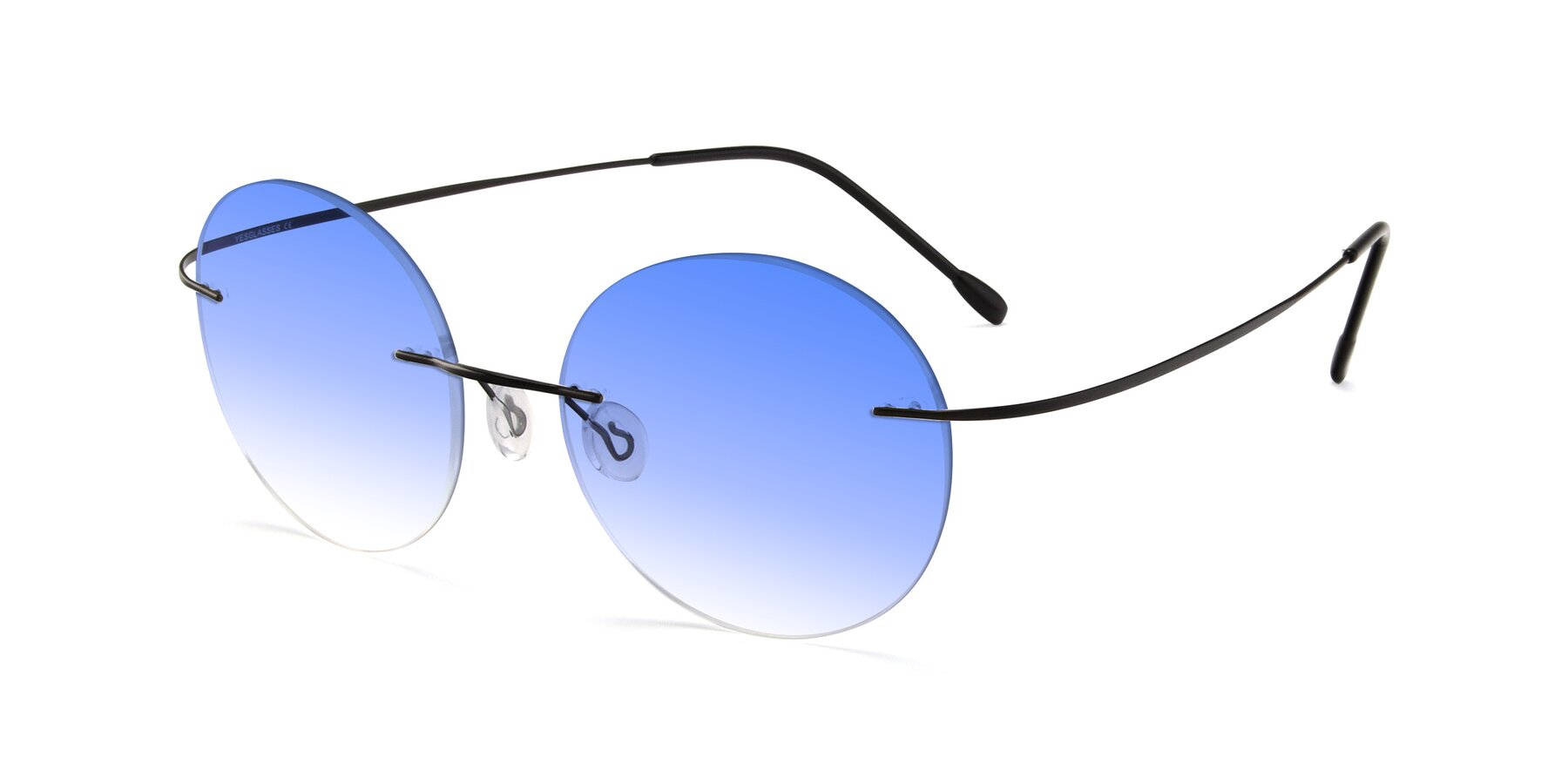 Angle of Leon in Black with Blue Gradient Lenses