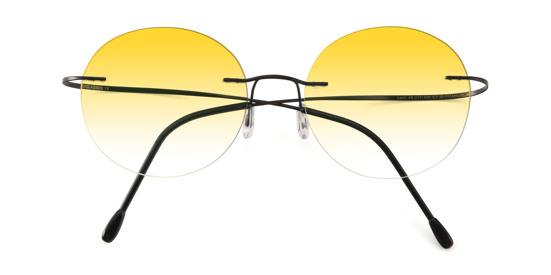 Folded Front of Leon in Black with Yellow Gradient Lenses